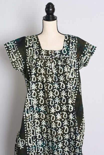 Green Kolkata Batik Pure Cotton Indian Women Nighty.