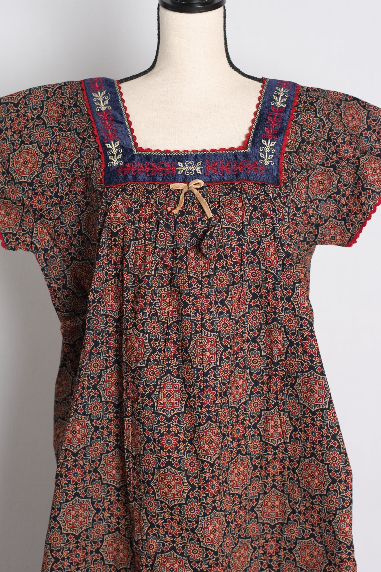 Dark Blue Kalamkari Pure Cotton Indian Women Nighty.