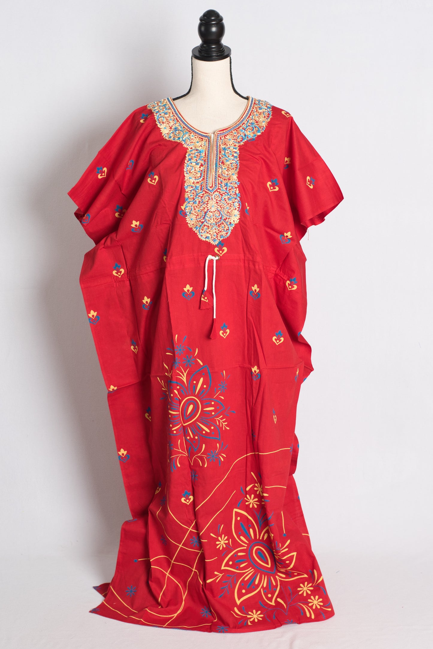 Red Pure Cotton Indian Kaftan Nighty.