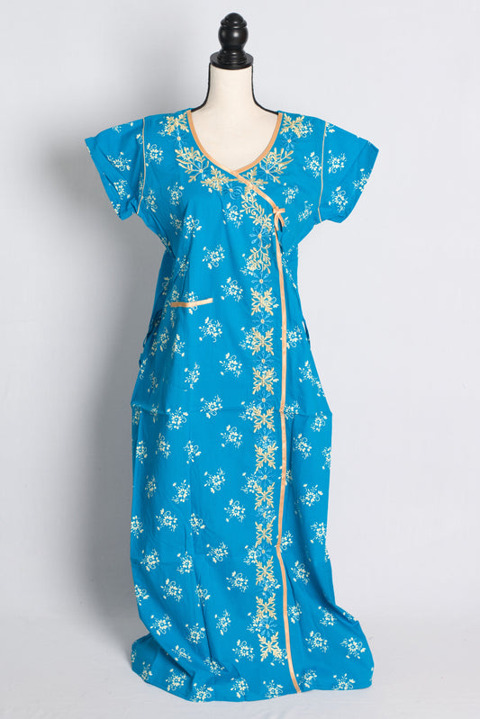 Pure Cotton Indian Nighty in Size 4 XL in Angrakha Style.