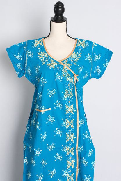 Pure Cotton Indian Nighty in Size 4 XL in Angrakha Style.