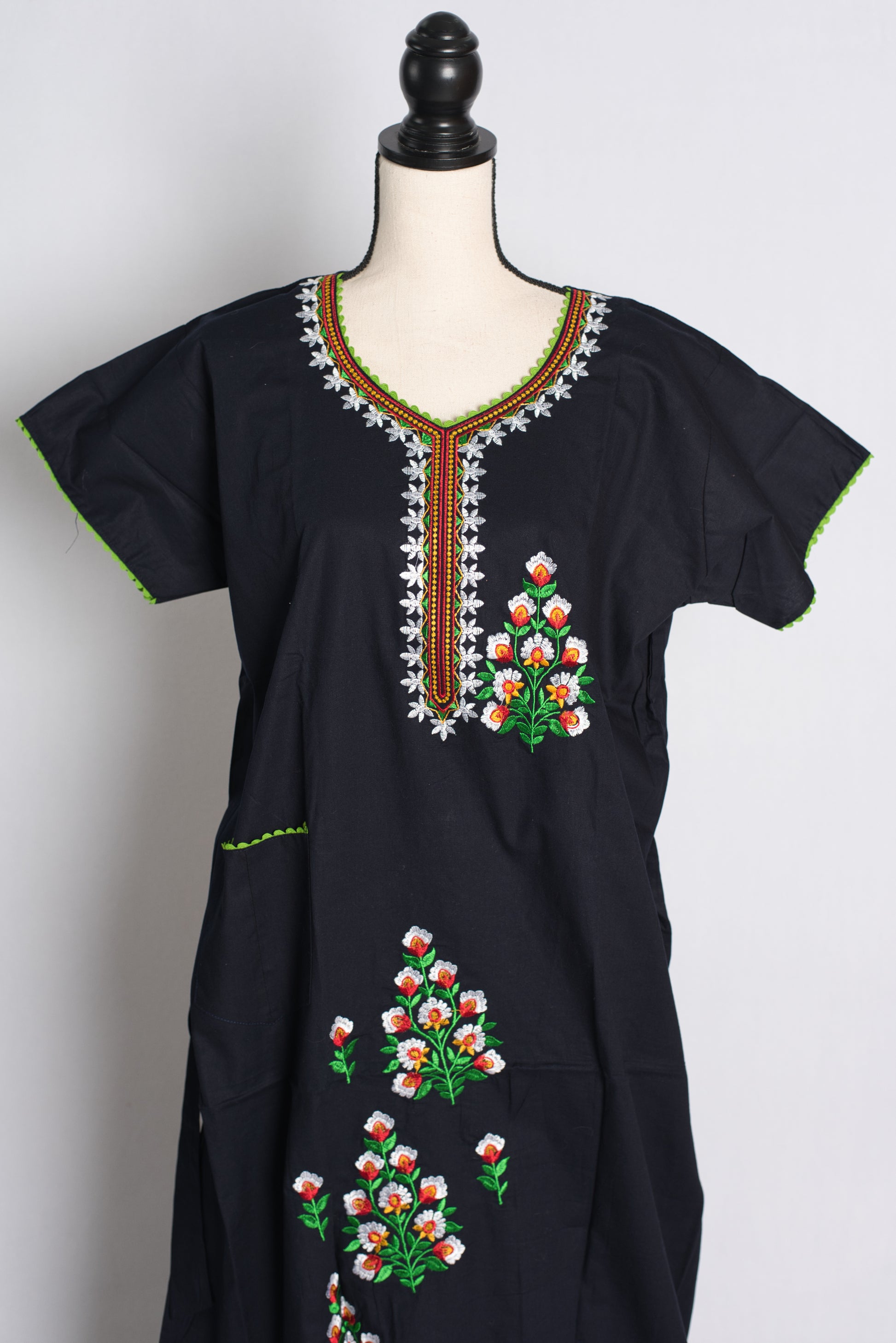 Dark Blue Embroidery Work Pure Cotton Indian Nighty.