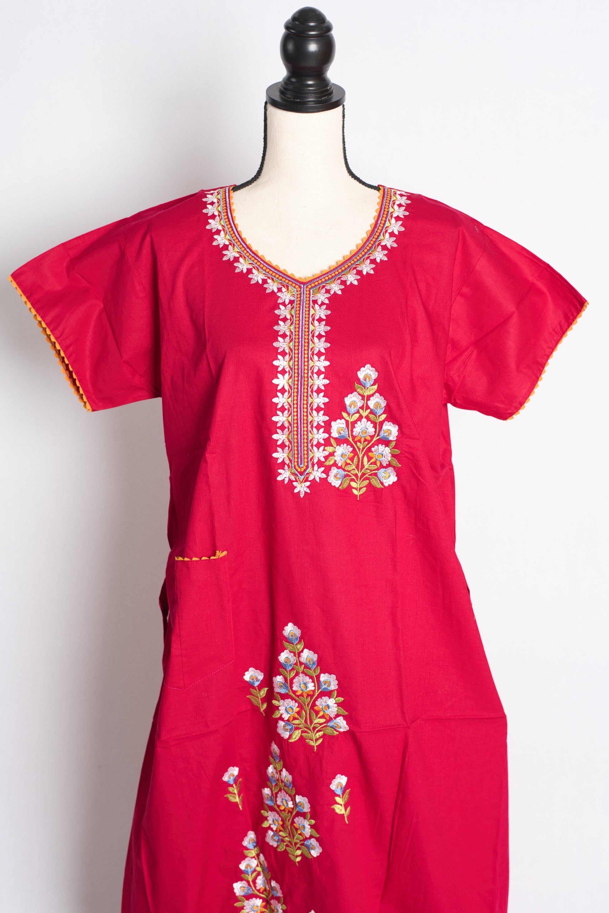 Pink Embroidery Work Pure Cotton Indian Nighty.