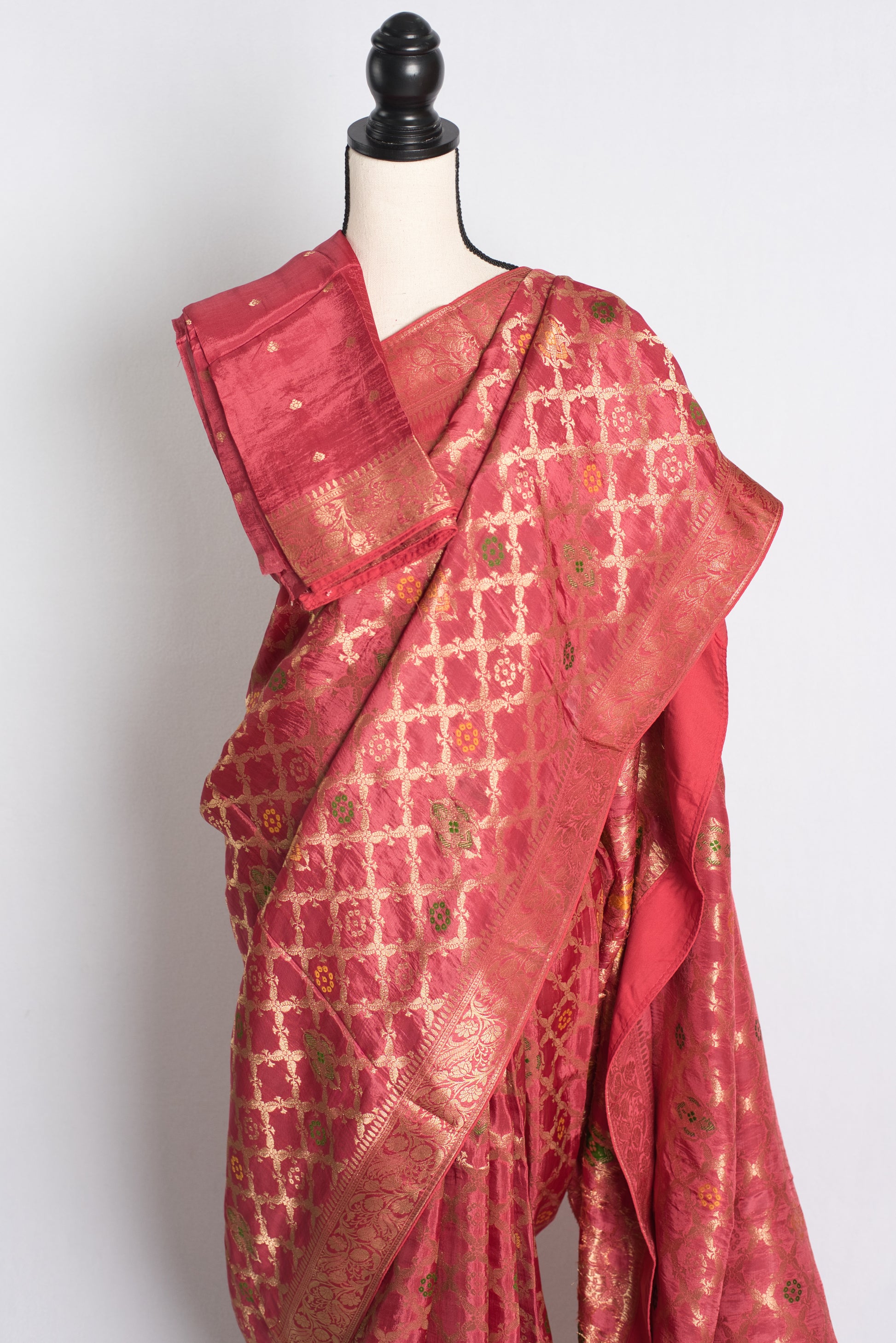 Soft Moonga Silk Minakari Banarasi Saree in Brown and Gold.