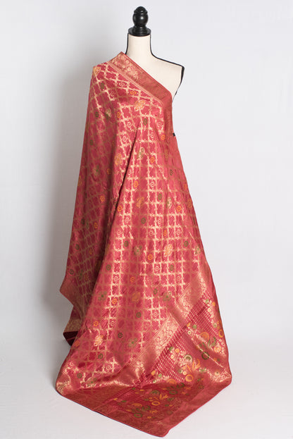 Soft Moonga Silk Minakari Banarasi Saree in Brown and Gold.