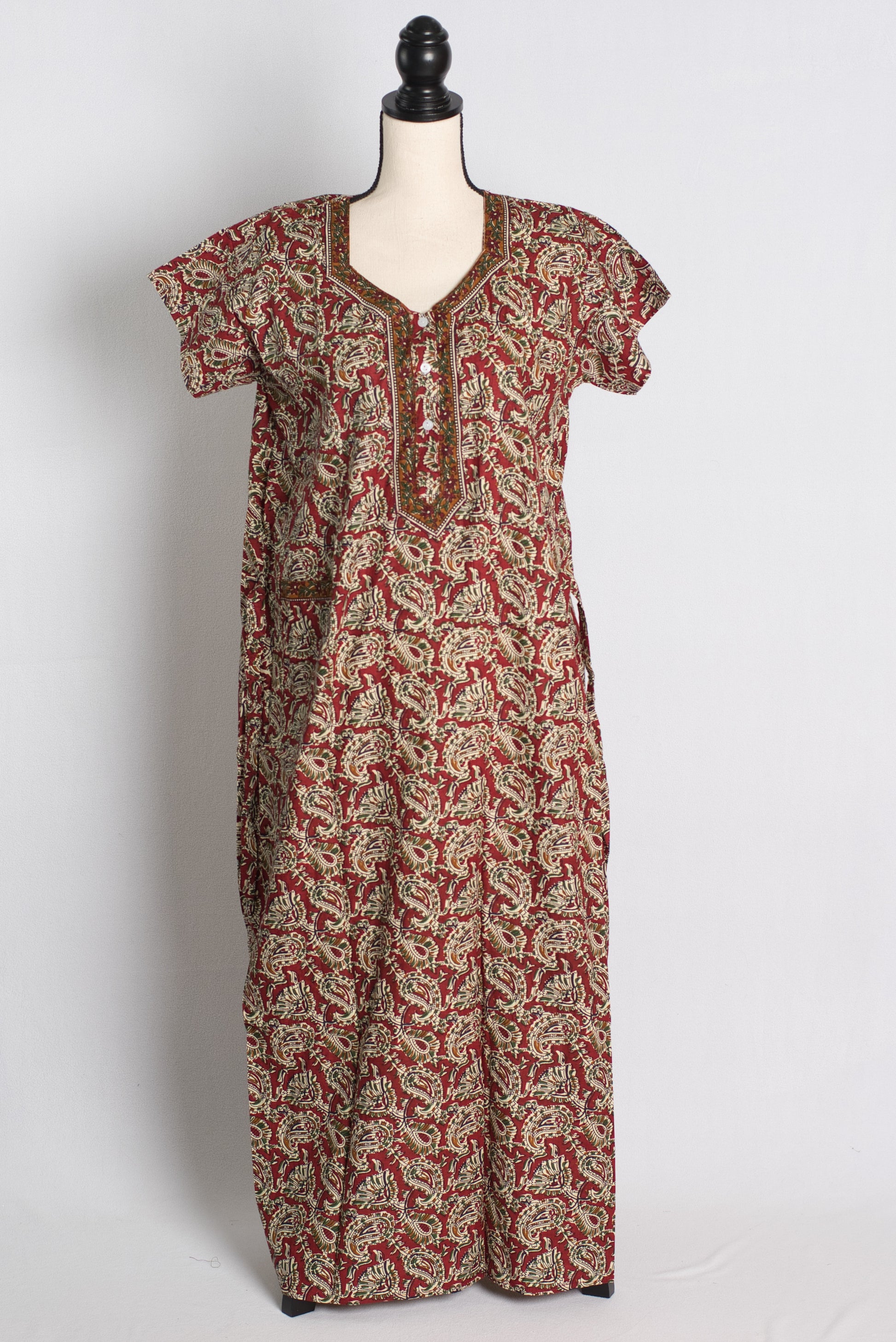 Pure Cotton Kalamkari Red Indian Nighty.