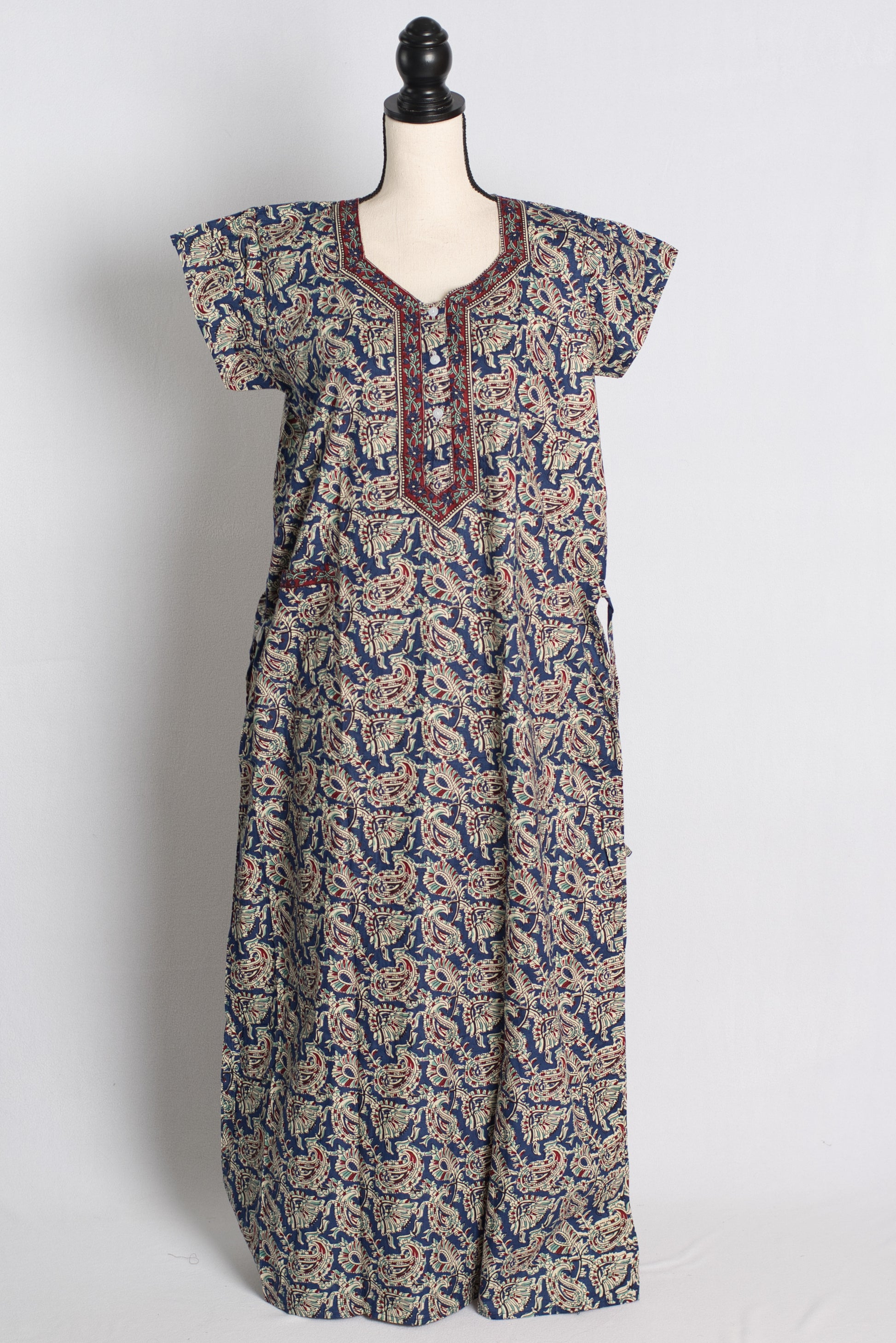 Pure Cotton Kalamkari Blue Indian Nighty.