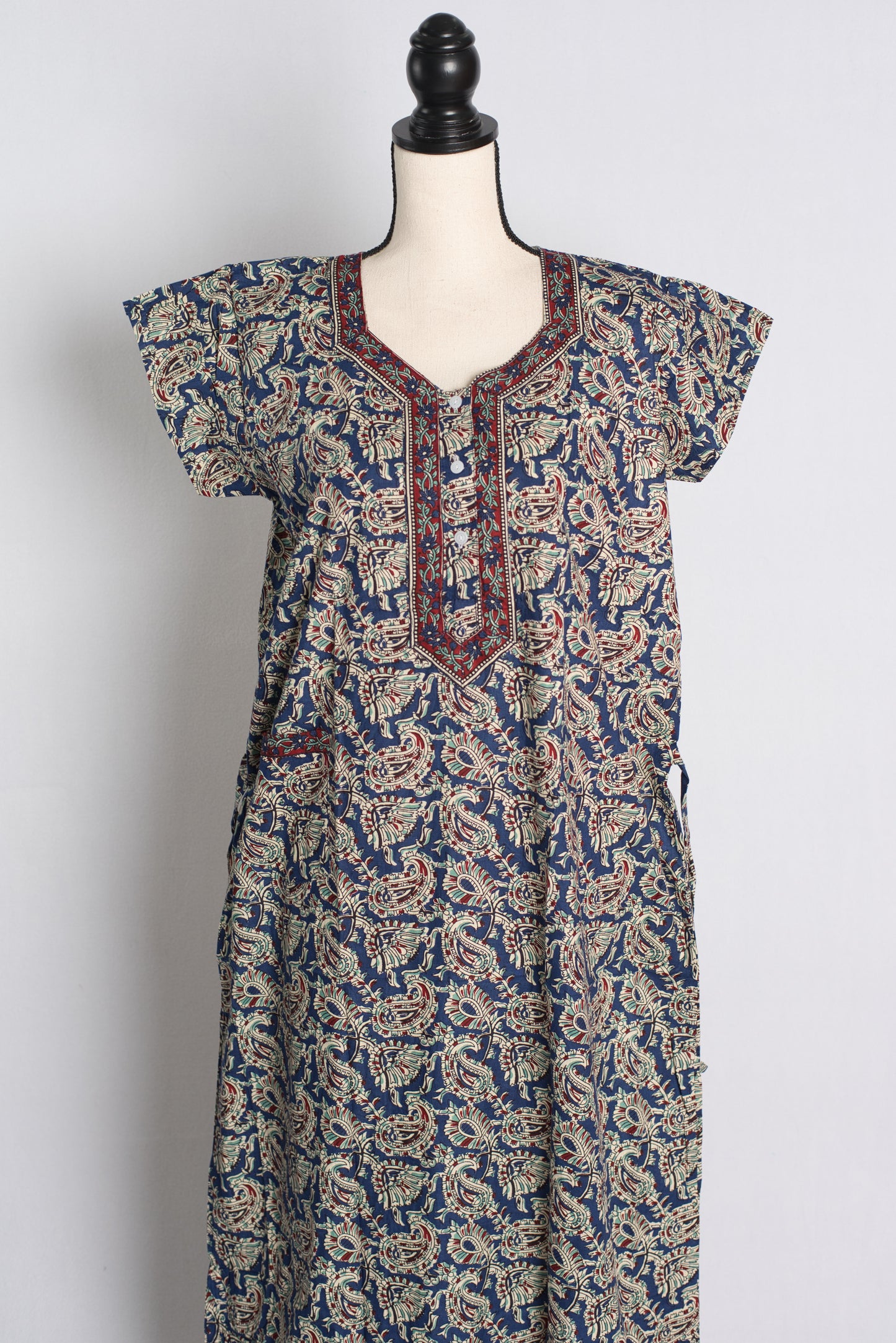 Pure Cotton Kalamkari Blue Indian Nighty.