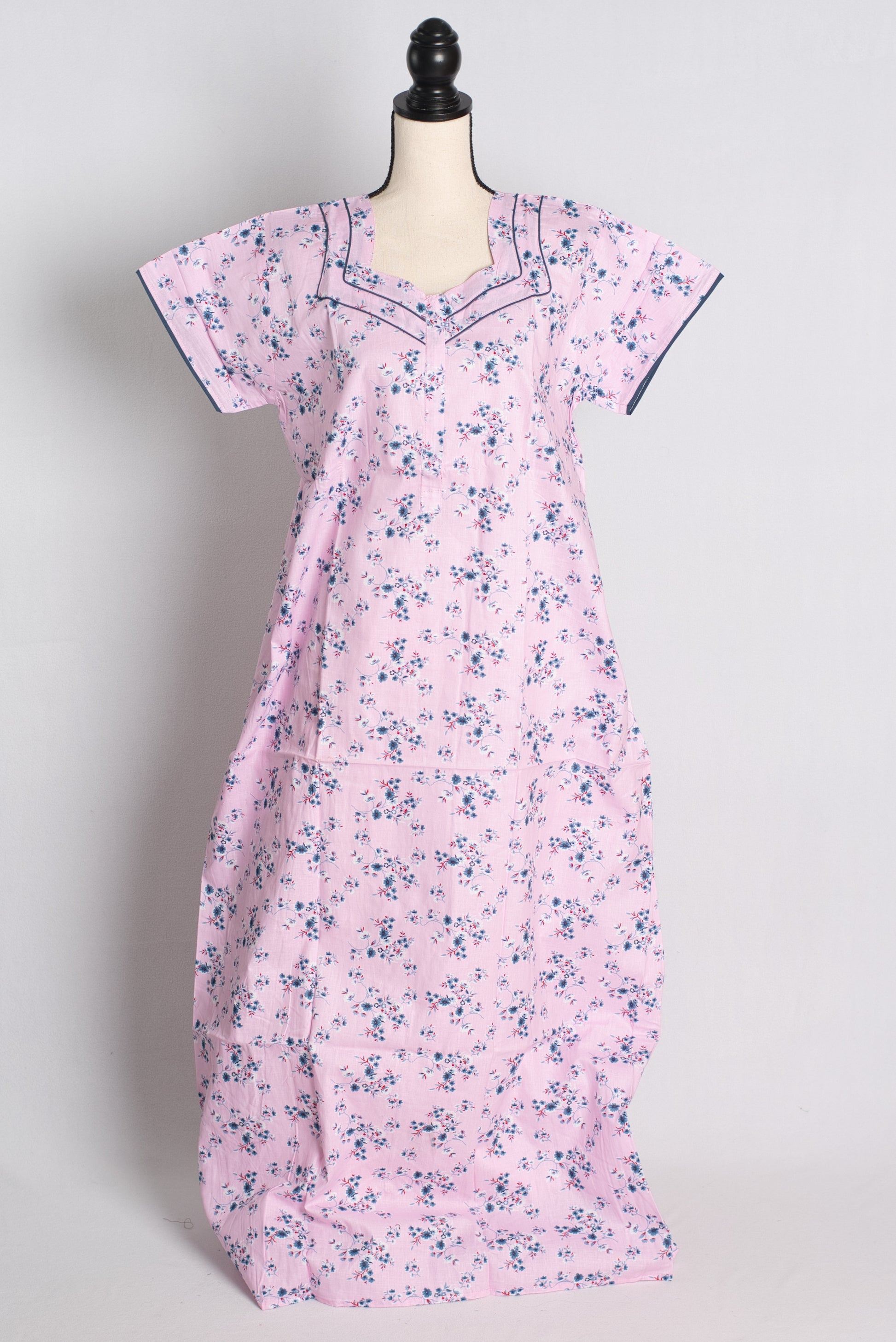 Pure Cotton Pink Floral Printed Indian Nighty.