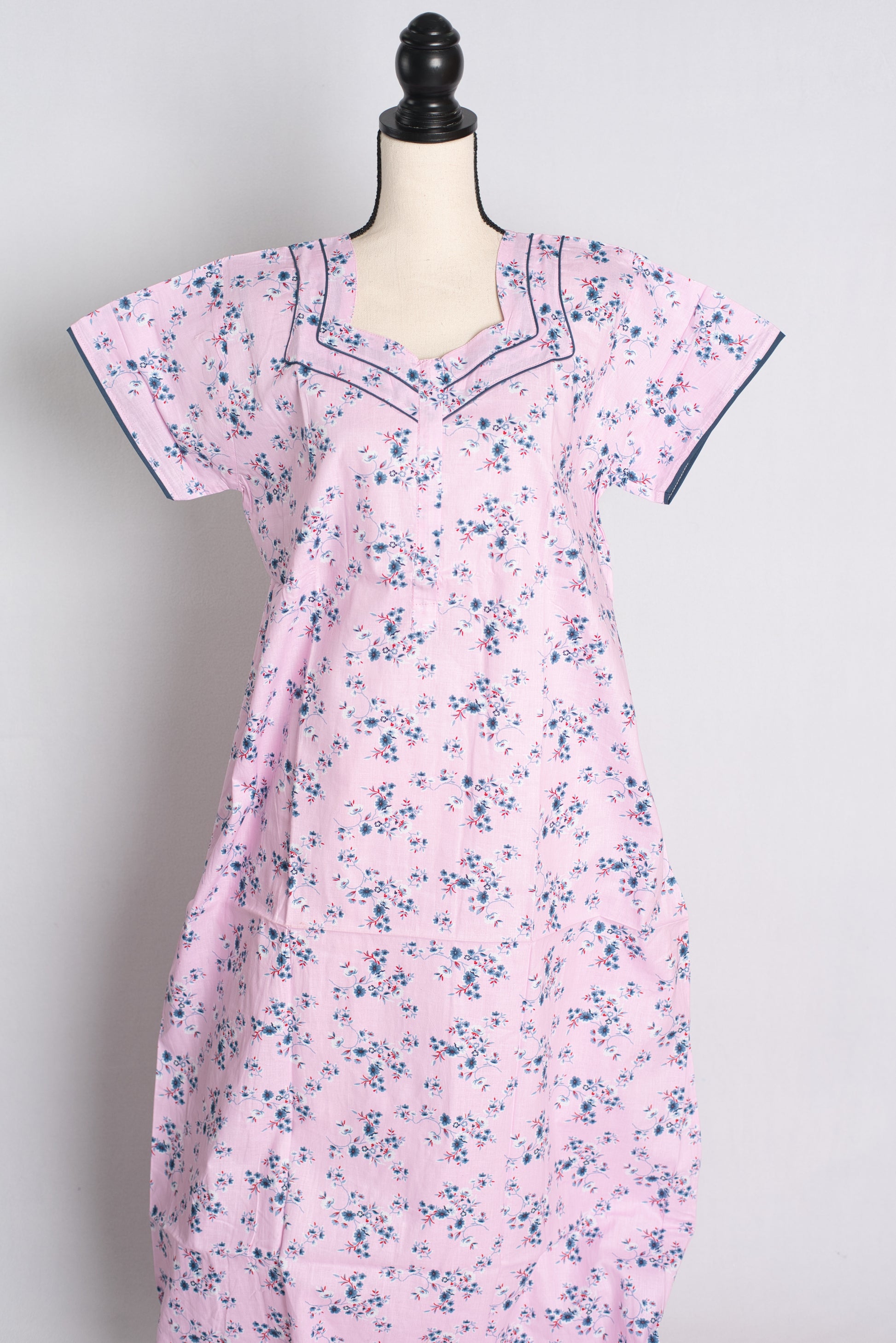 Pure Cotton Pink Floral Printed Indian Nighty.