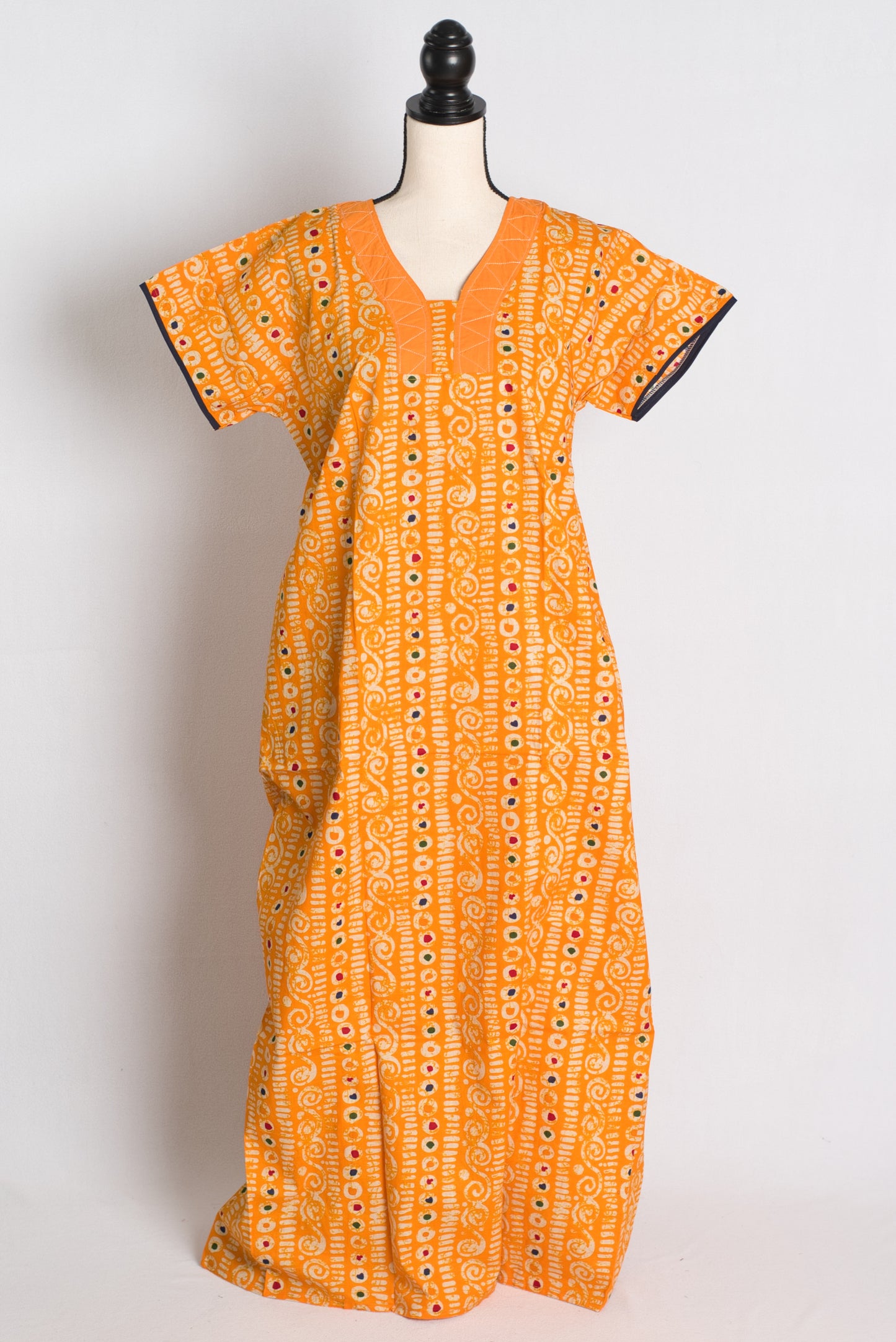 Pure Cotton Yellow Batik Printed Indian Nighty.