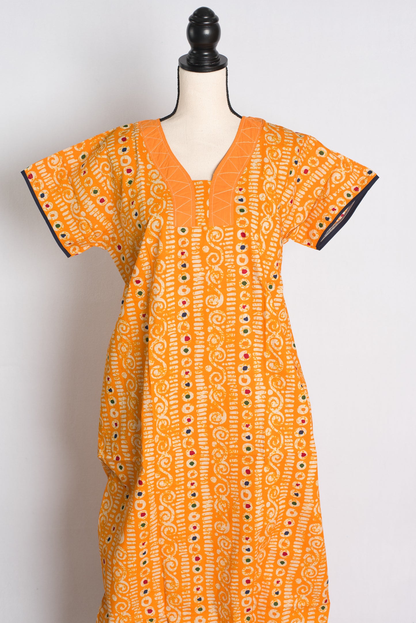 Pure Cotton Yellow Batik Printed Indian Nighty.