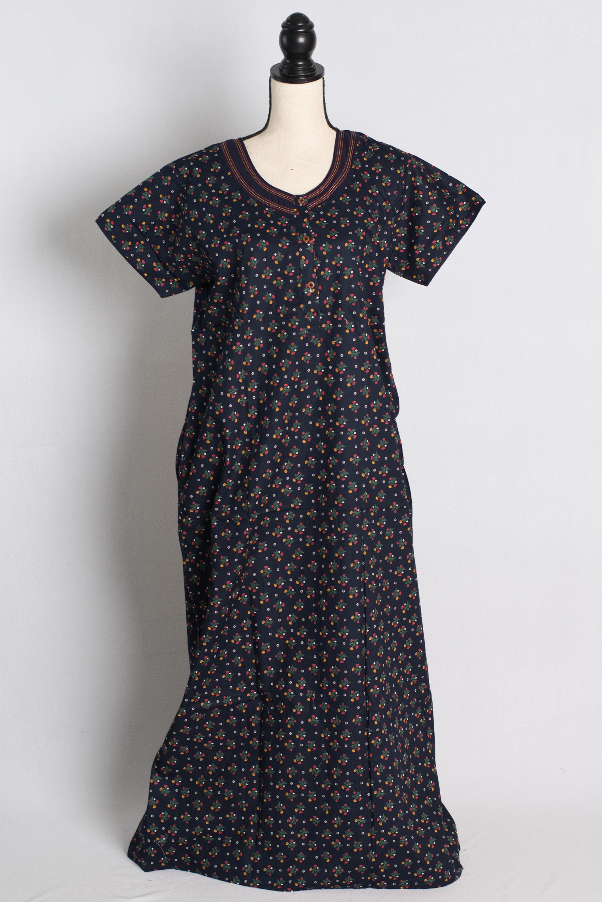 Pure Cotton Blue Floral Printed Indian Nighty.