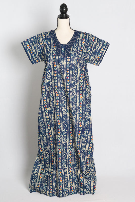 Pure Cotton Blue Batik Printed Indian Nighty.