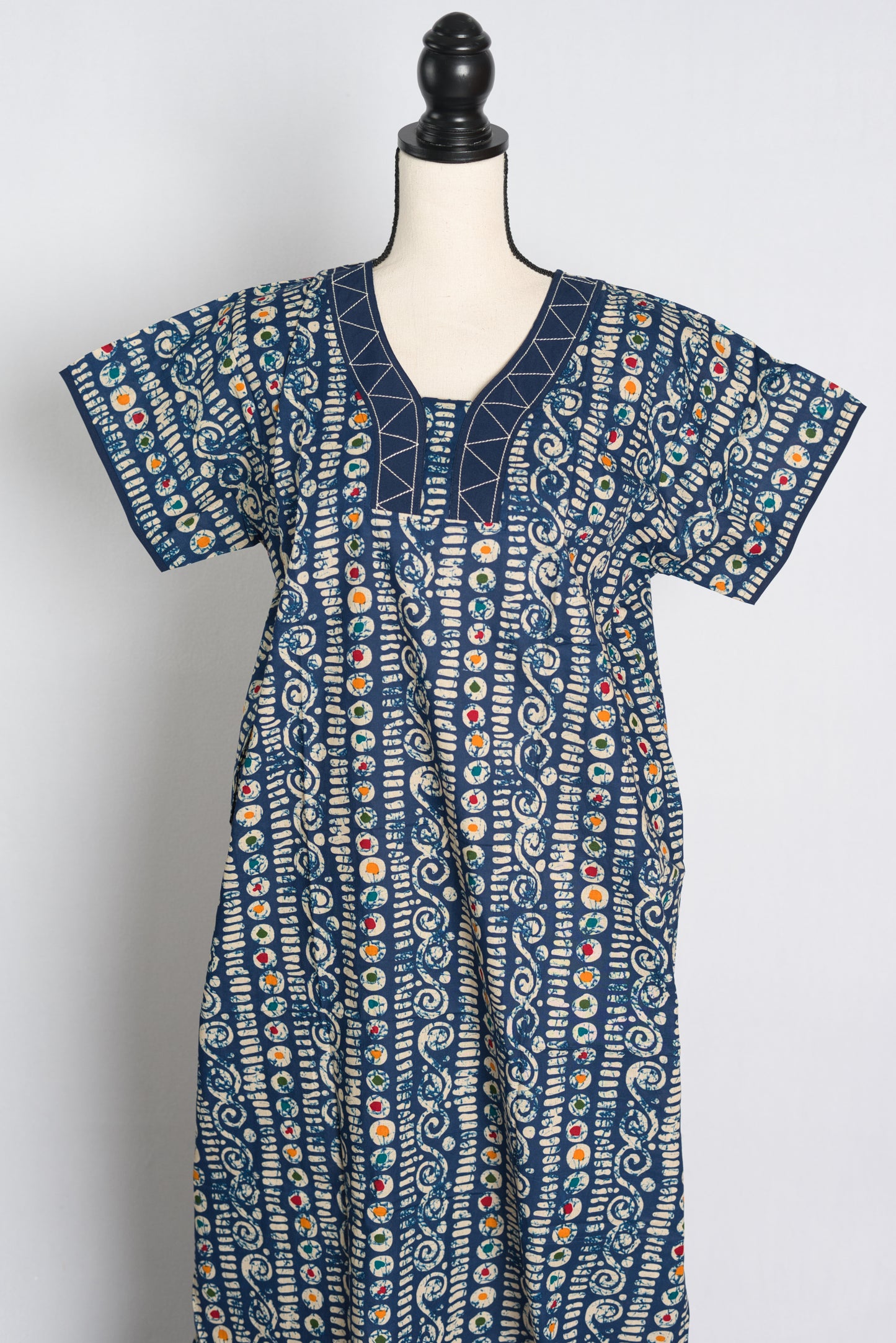 Pure Cotton Blue Batik Printed Indian Nighty.