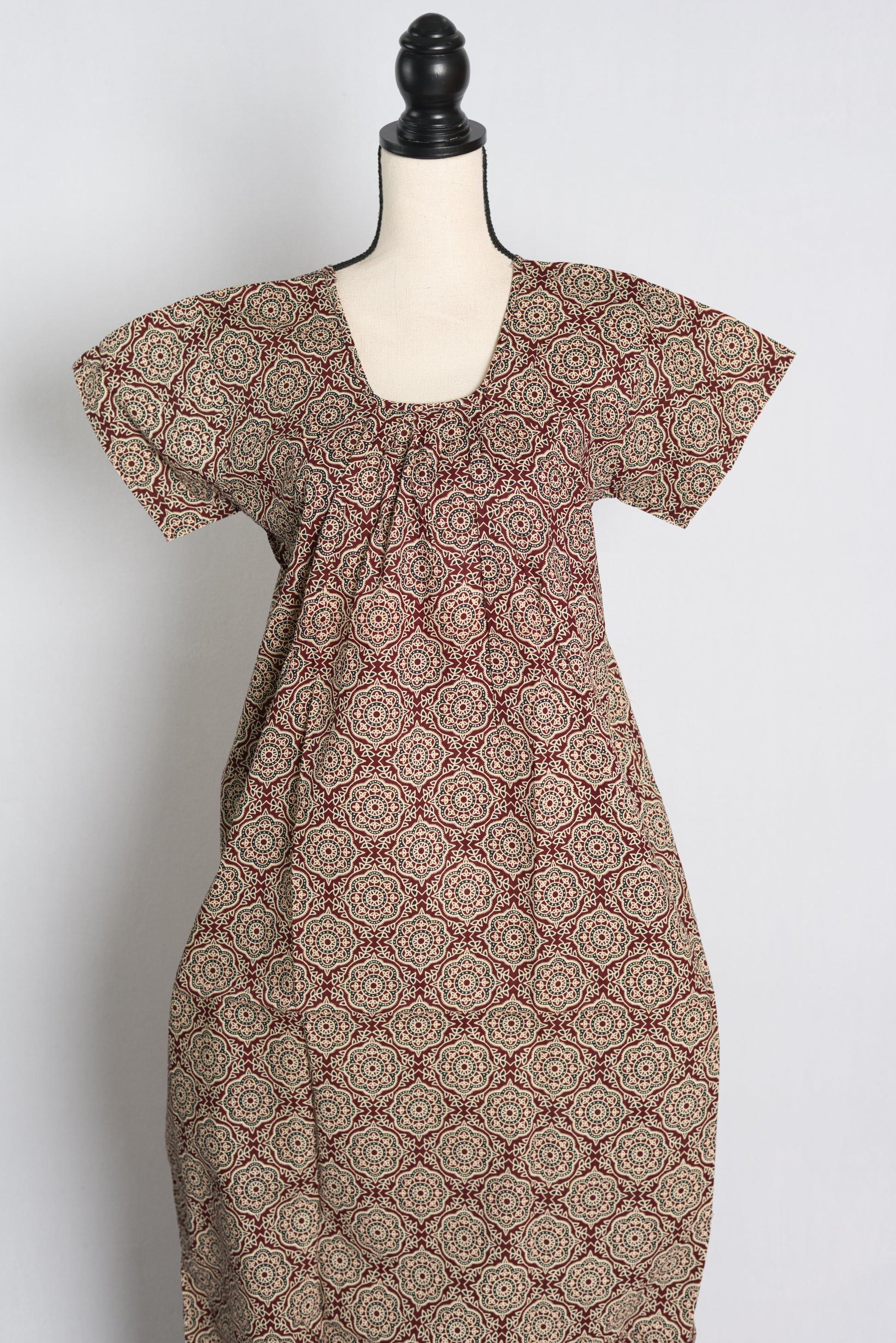 Pure Cotton Kalamkari Maroon Indian Nighty.