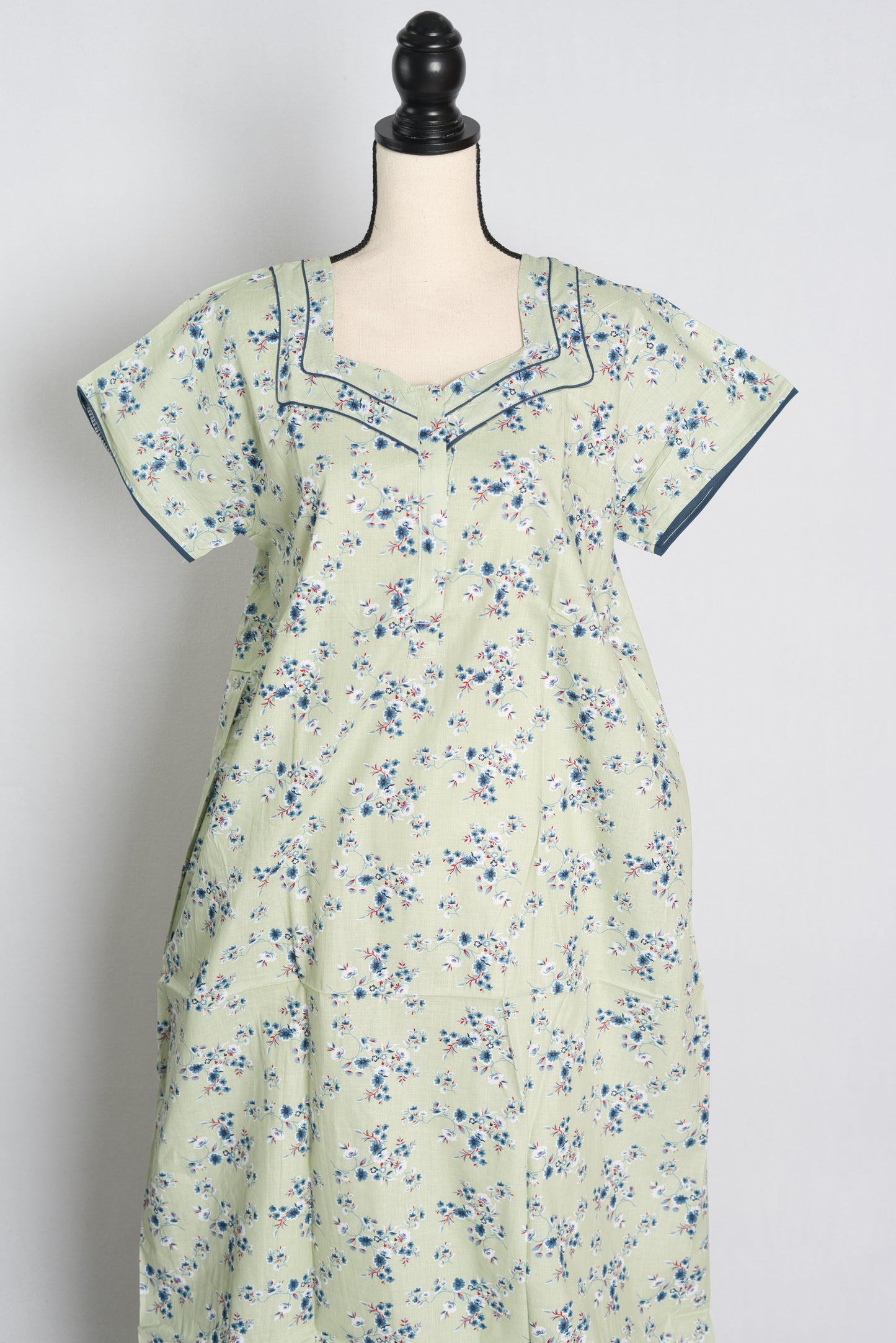 Pure Cotton Light Green Floral Printed Indian Nighty.