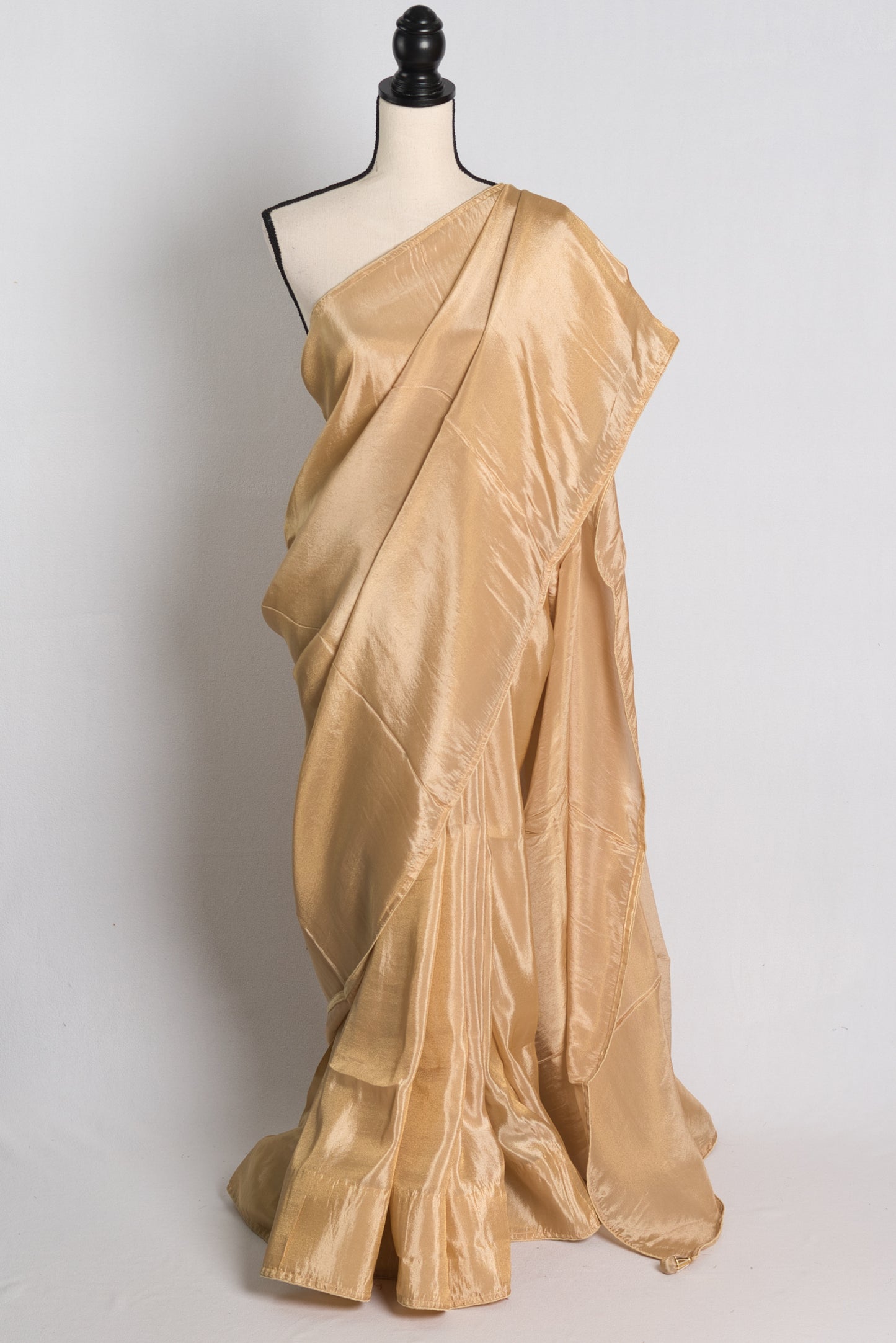 Soft Designer Tissue Saree in Beige with a Shimmer of Gold.