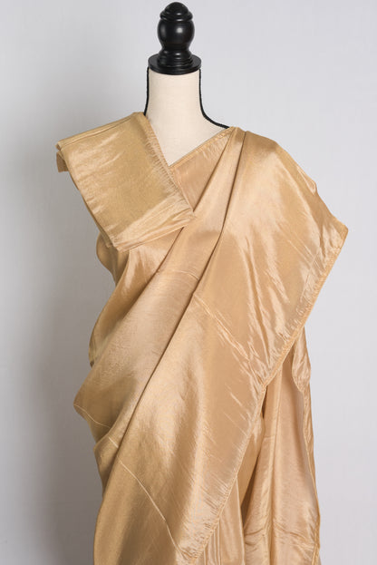 Soft Designer Tissue Saree in Beige with a Shimmer of Gold.