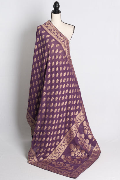 Purple Georgette Banarasi Saree with 36 Size Stitched Blouse