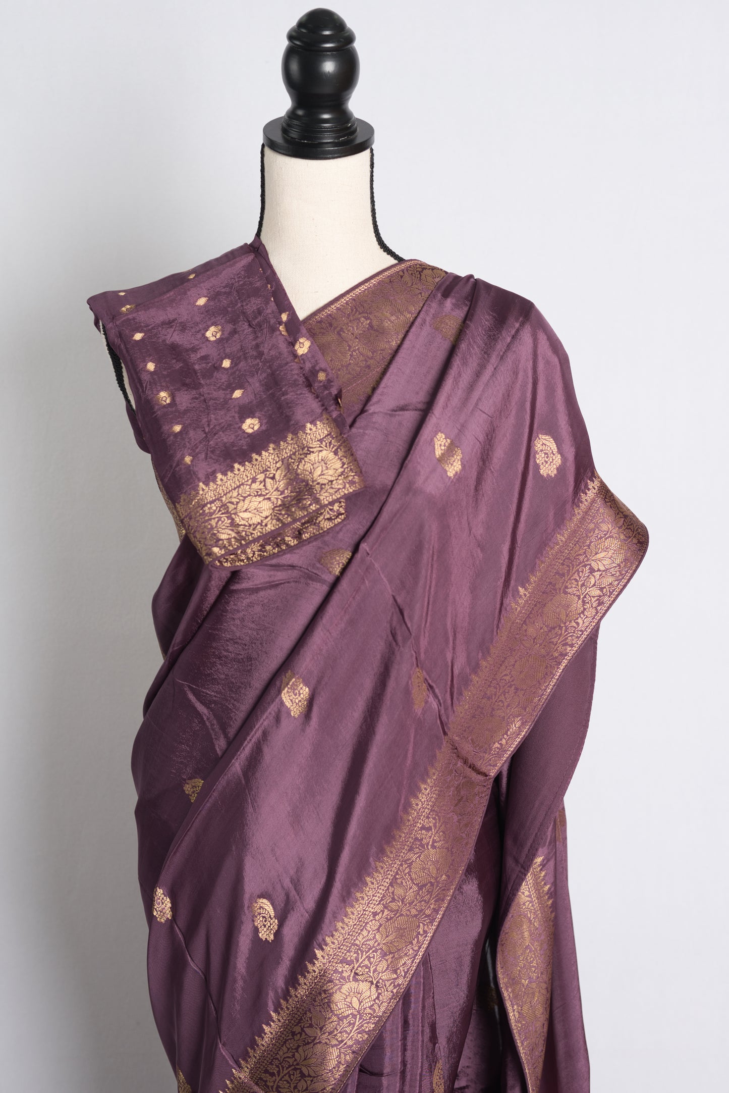 Soft Moonga Silk Banarasi Saree in Purple and Gold.