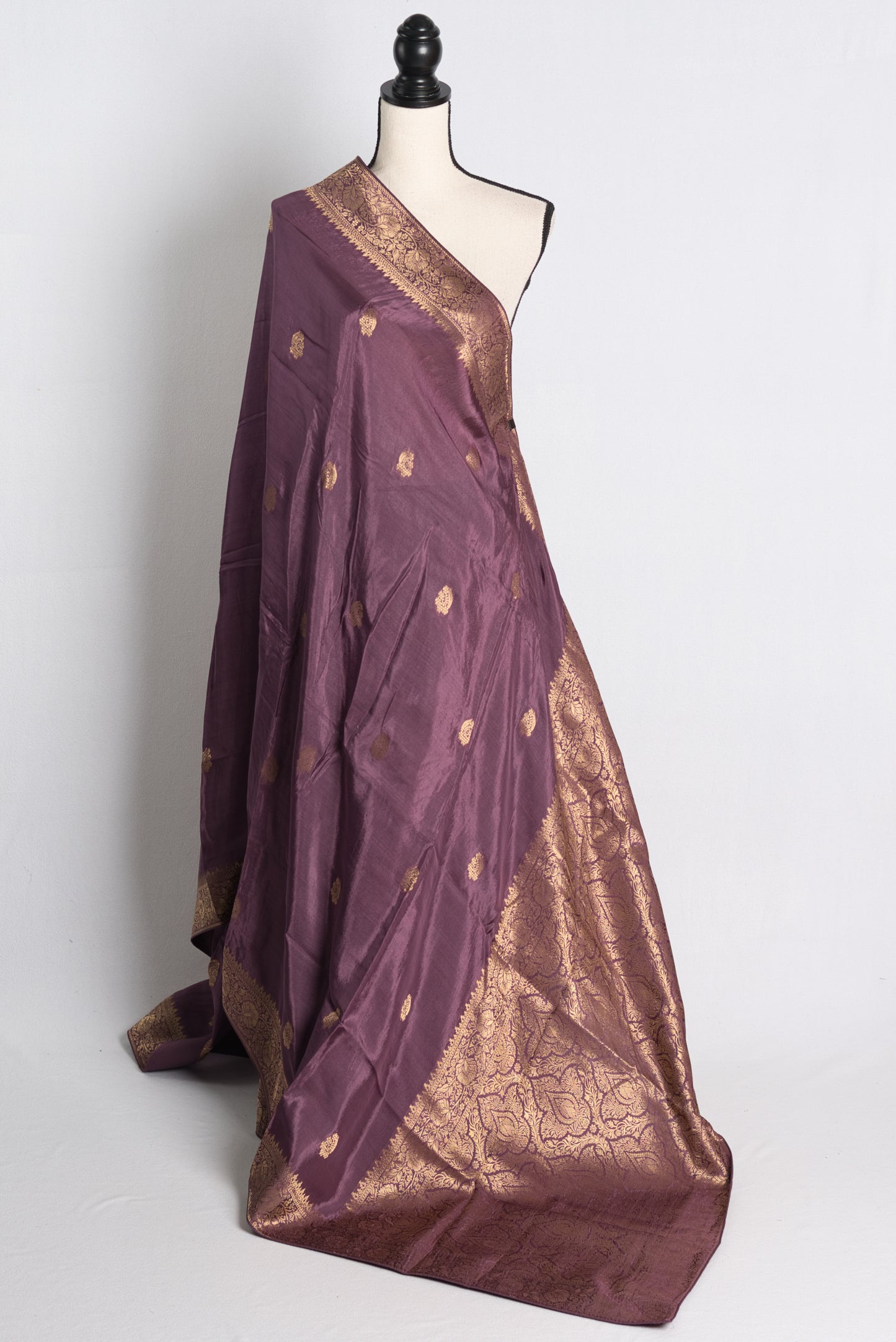 Soft Moonga Silk Banarasi Saree in Purple and Gold.