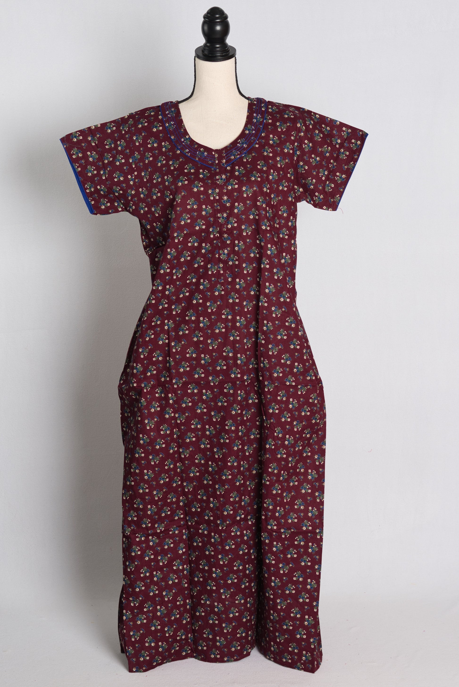 Printed Maroon Cotton Nightwear in Regular Size.