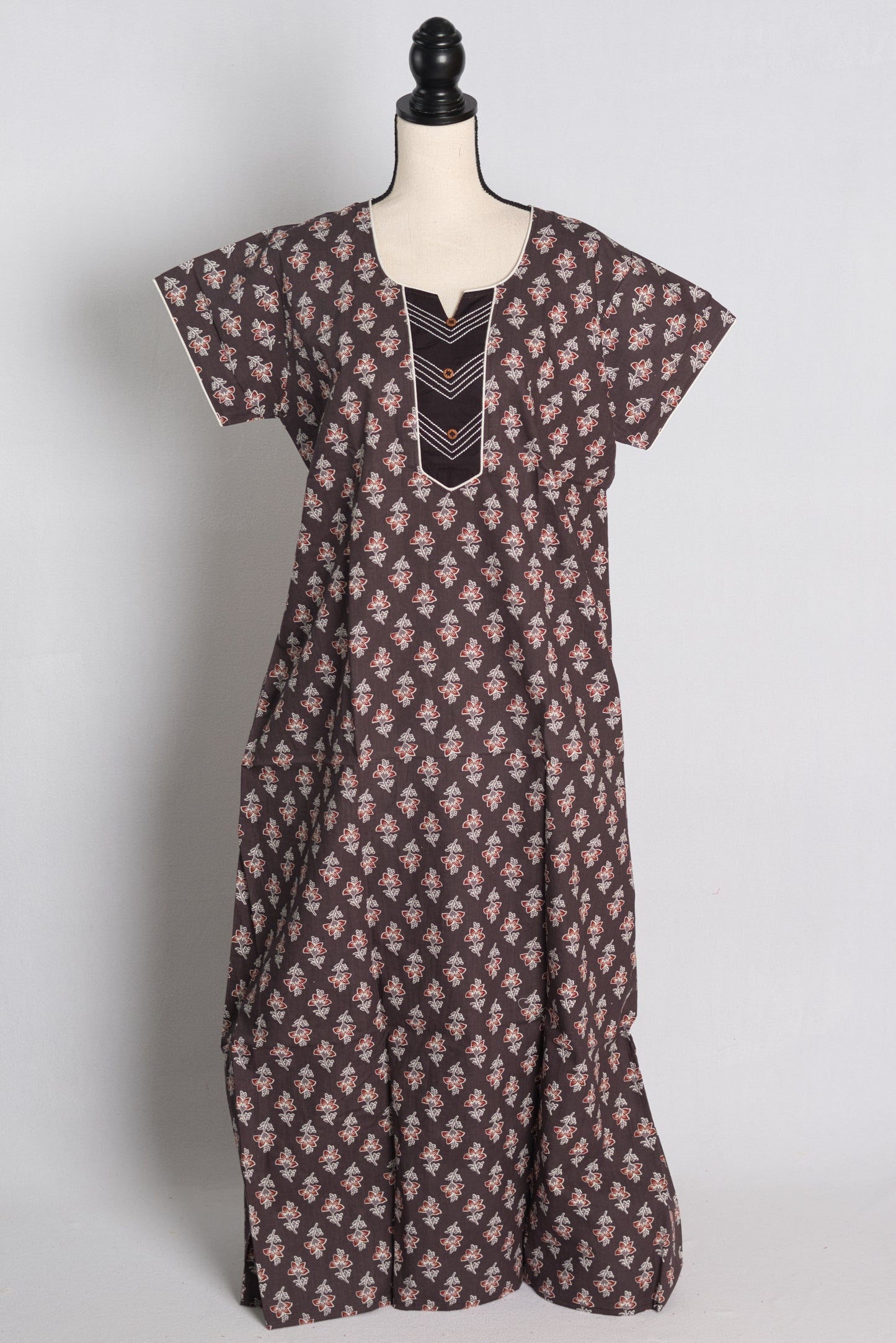 Printed Brown Cotton Nightwear in Regular Size.