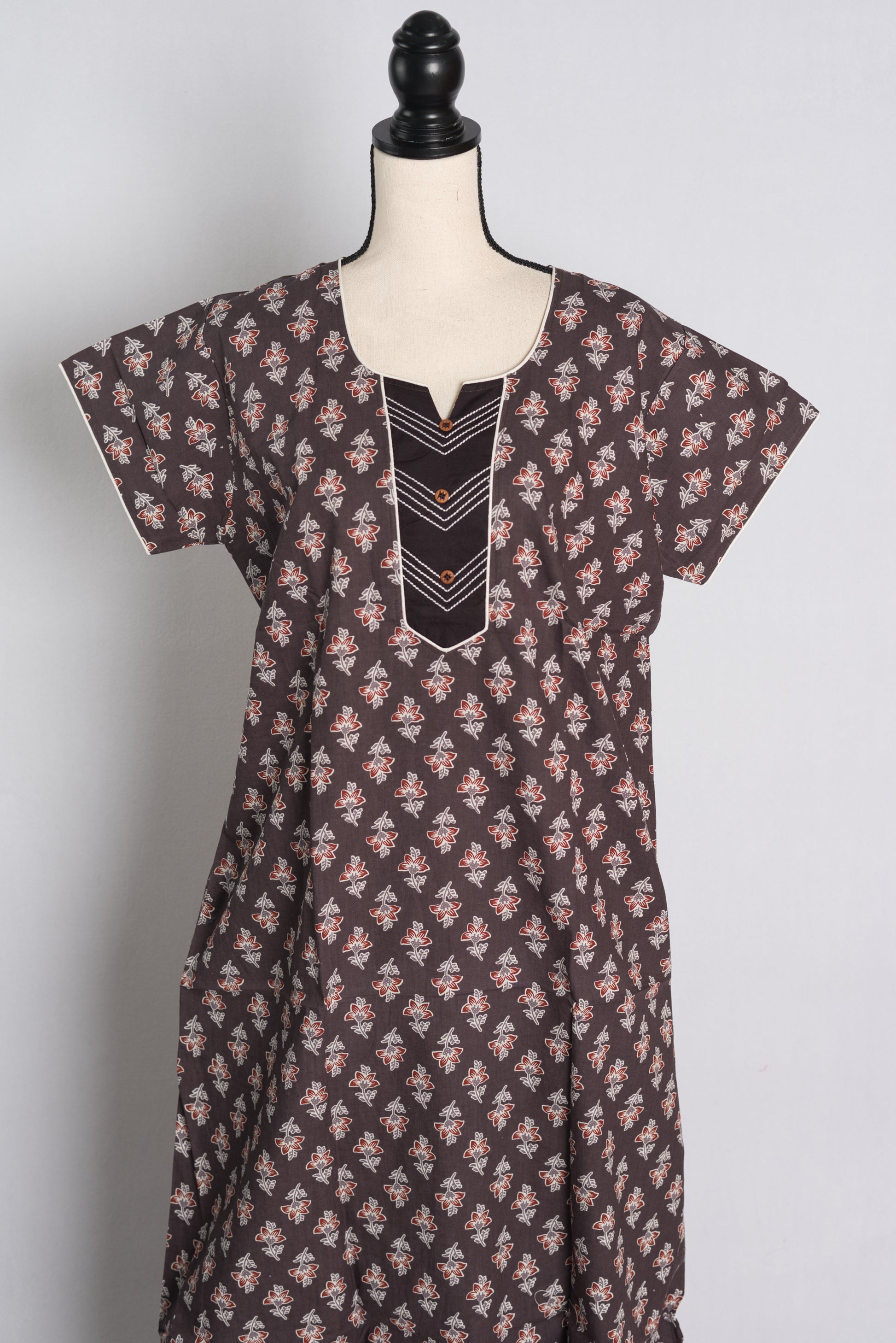 Printed Brown Cotton Nightwear in Regular Size.