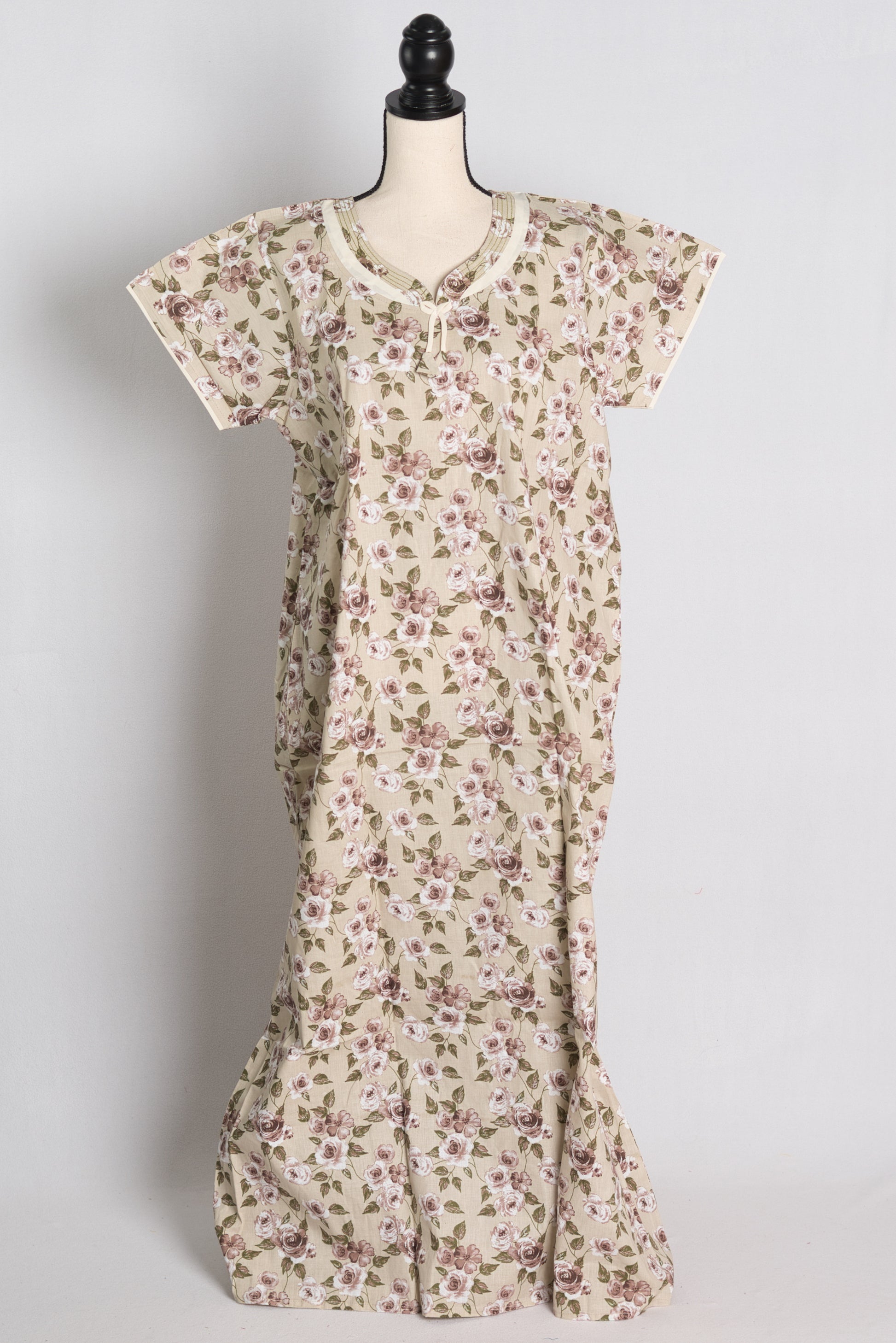 Printed Beige Cotton Nightwear in Regular Size.