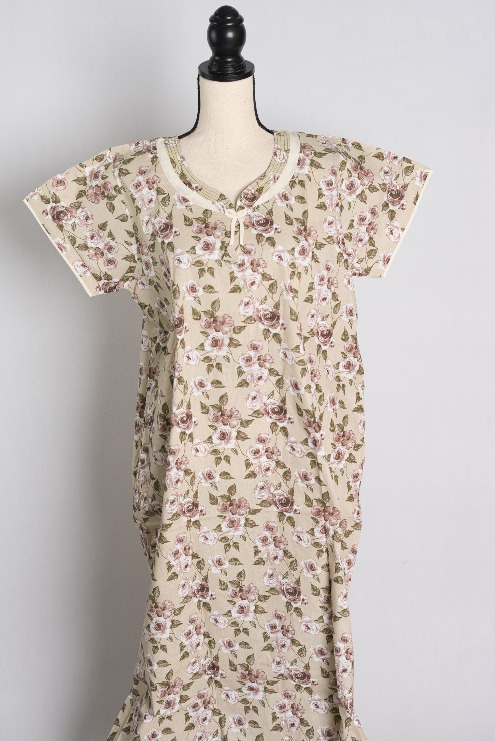 Printed Beige Cotton Nightwear in Regular Size.