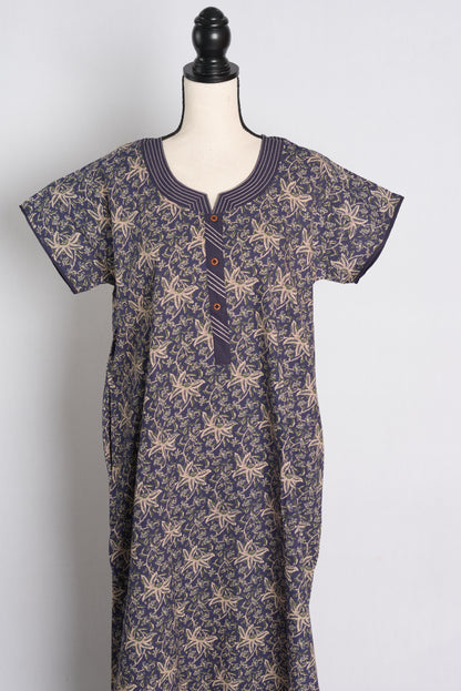 Printed Violet Cotton Nightwear in Regular Size.