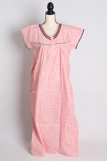 Printed Pink Cotton Nightwear in Regular Size.