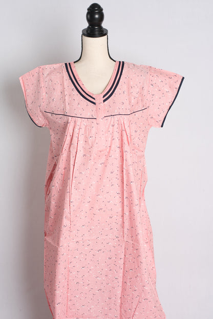 Printed Pink Cotton Nightwear in Regular Size.