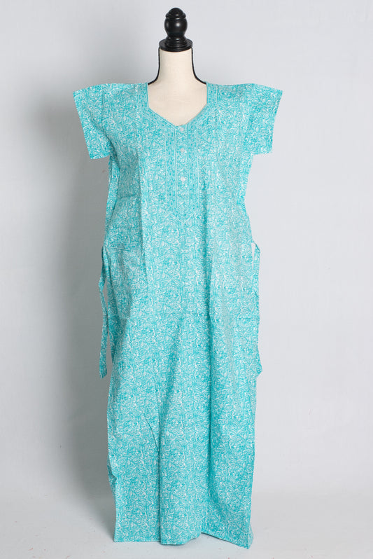 Printed Blue Cotton Nightwear in Regular Size.