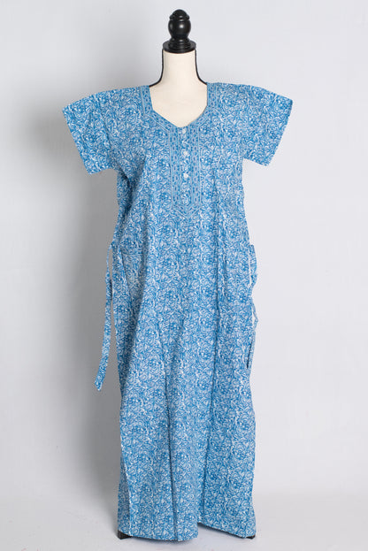 Printed Blue Cotton Nightwear in Regular Size.