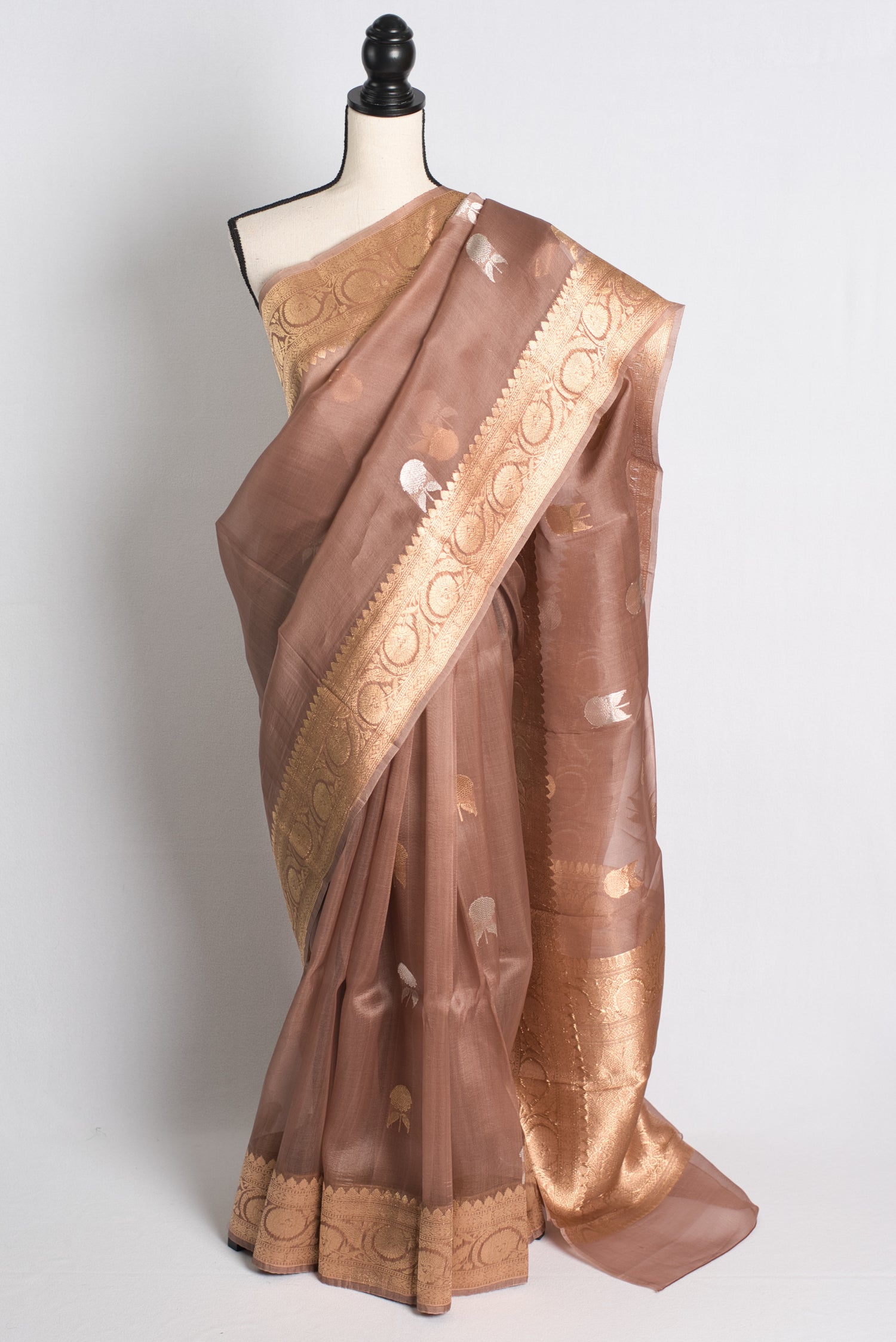 Silk Mark Certified Kora Silk Banarasi Saree - Sona Rupa Collection.
