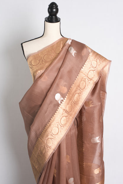 Silk Mark Certified Kora Silk Banarasi Saree - Sona Rupa Collection.