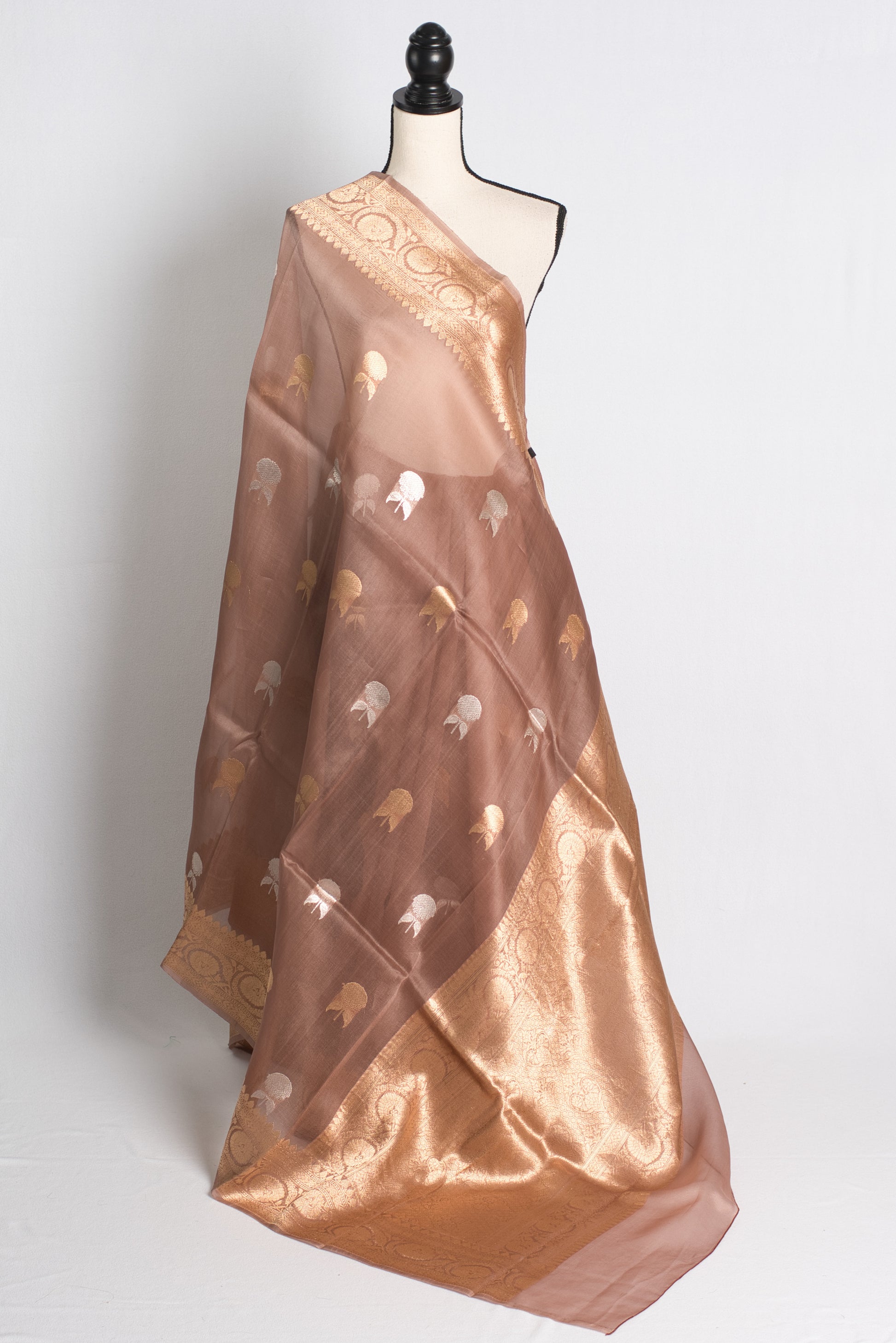 Silk Mark Certified Kora Silk Banarasi Saree - Sona Rupa Collection.
