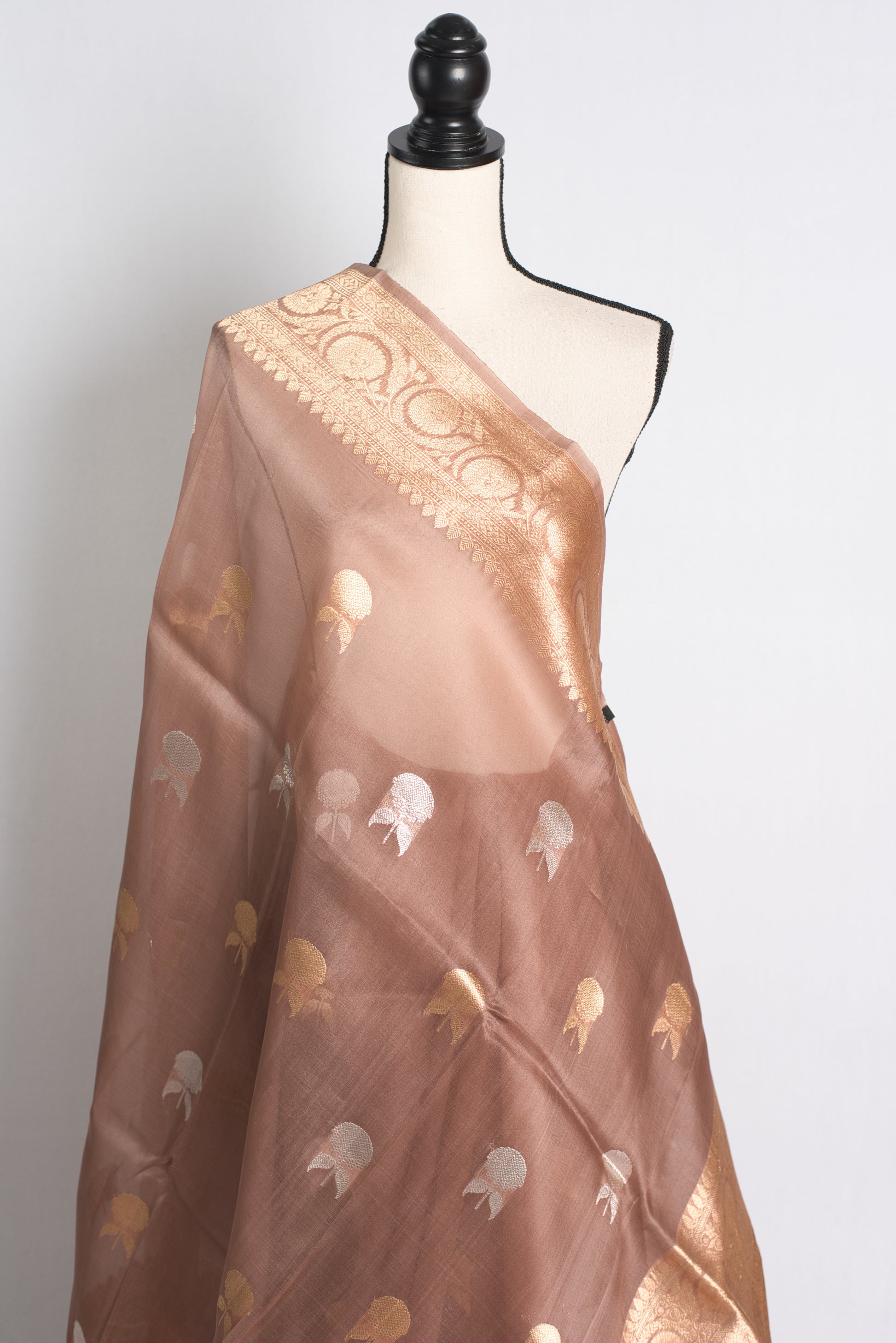 Silk Mark Certified Kora Silk Banarasi Saree - Sona Rupa Collection.