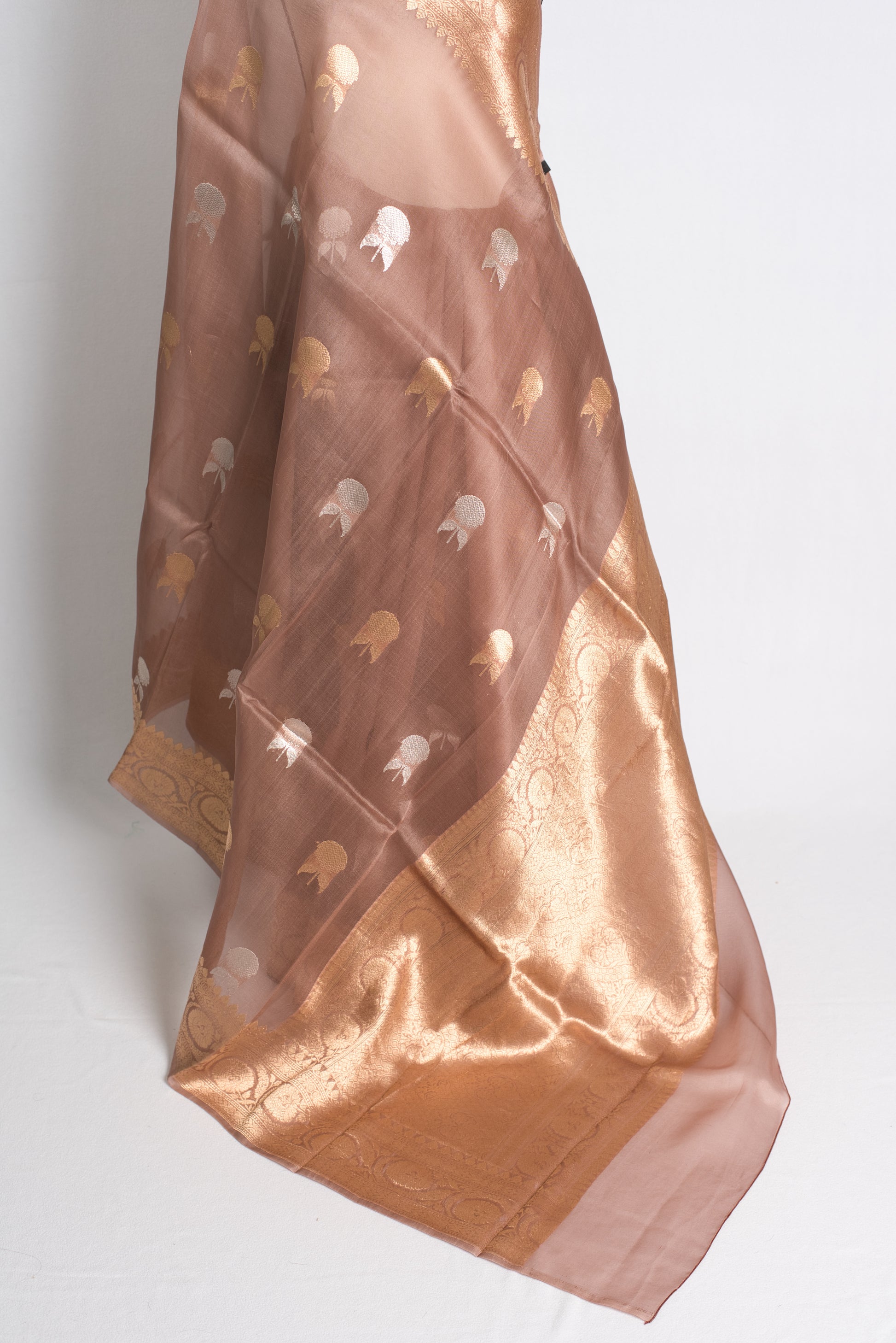 Silk Mark Certified Kora Silk Banarasi Saree - Sona Rupa Collection.