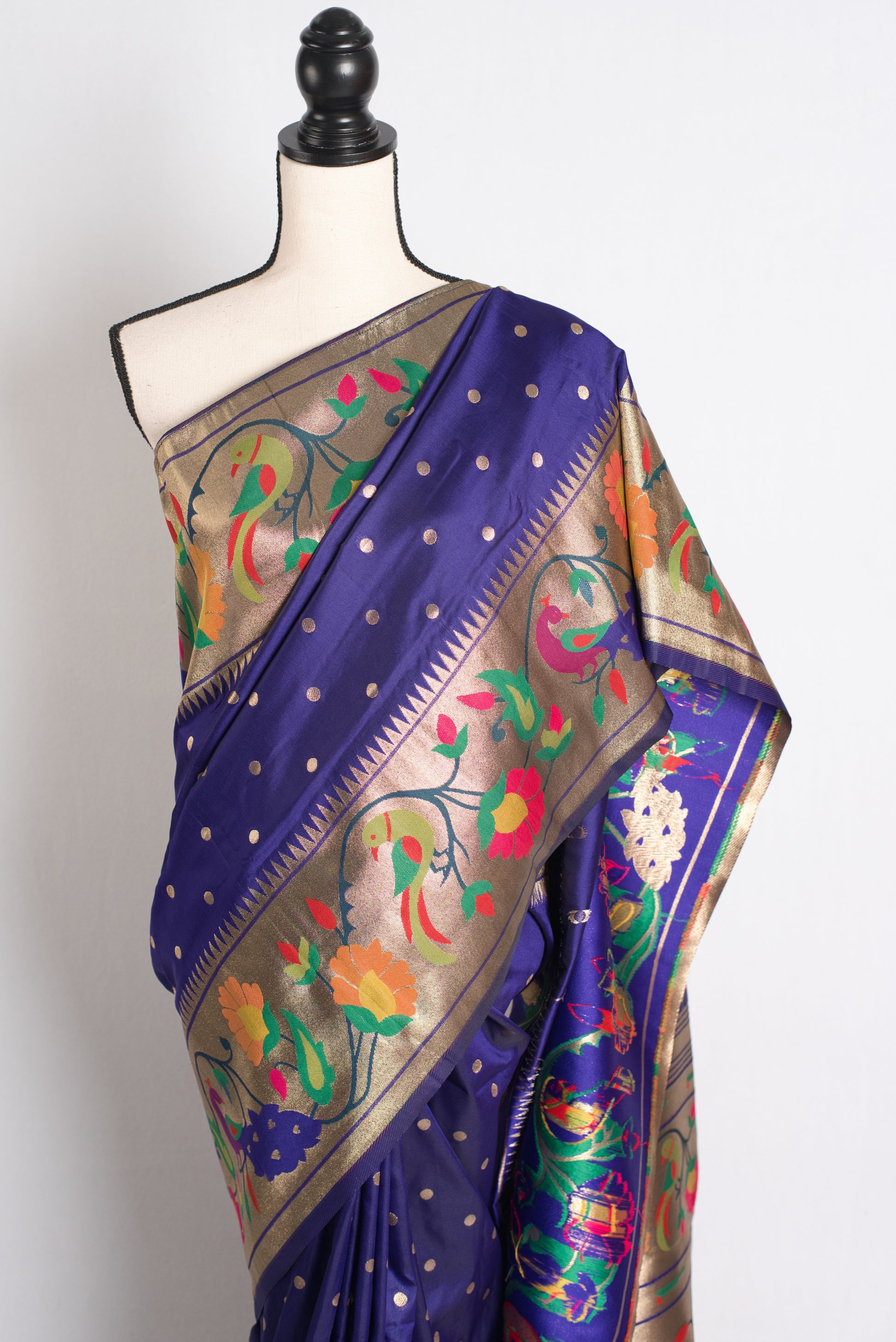 Blended Silk Purple Paithani Saree with Matte Golden Border.