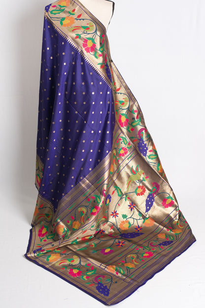 Blended Silk Purple Paithani Saree with Matte Golden Border