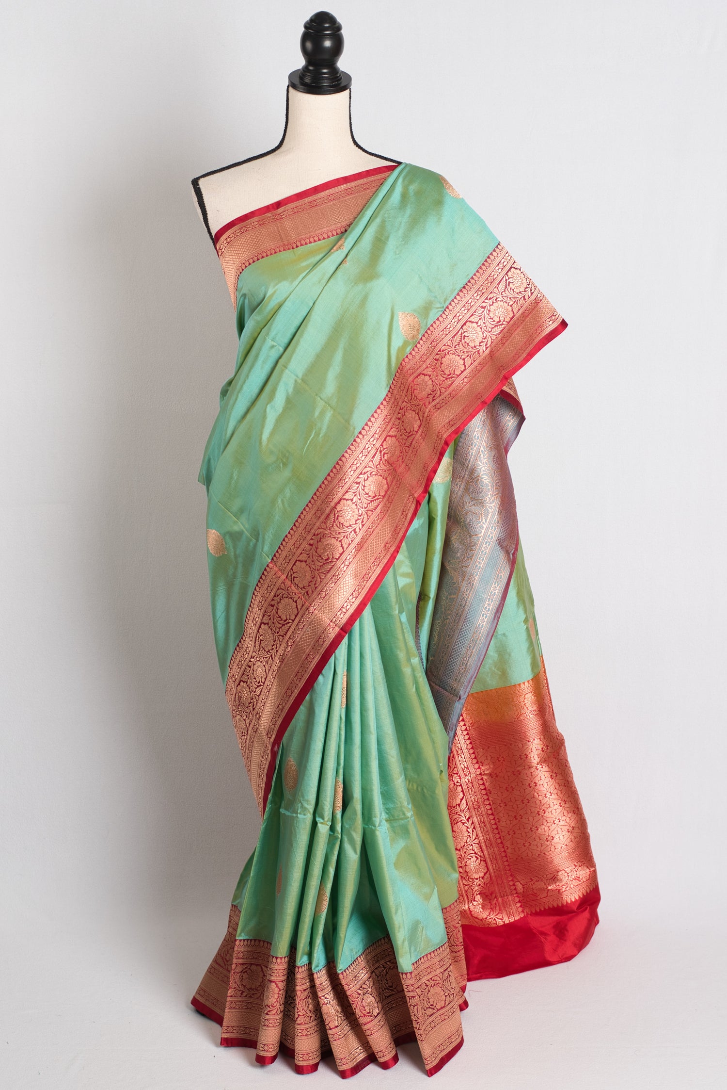 Certified Silk Katan Banarasi Saree in Sea Green - Wedding Silk Collection.