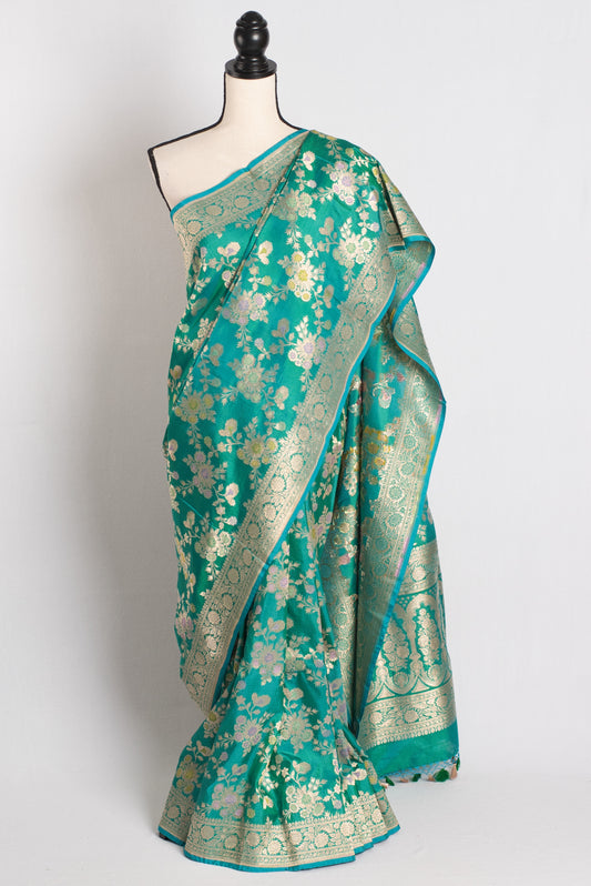 Premium Quality Minakari Banarasi Saree with 40 Size Stitched Blouse.