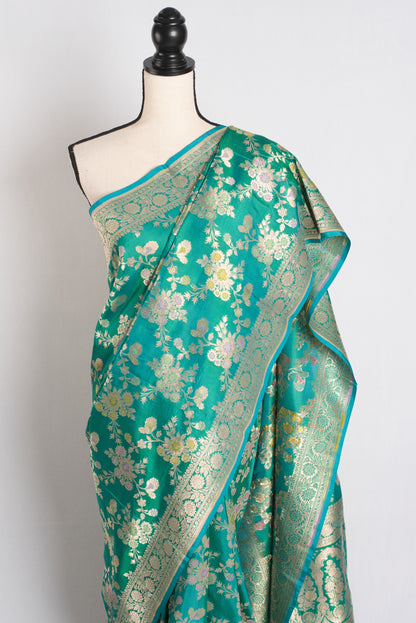 Premium Quality Minakari Banarasi Saree with 40 Size Stitched Blouse.