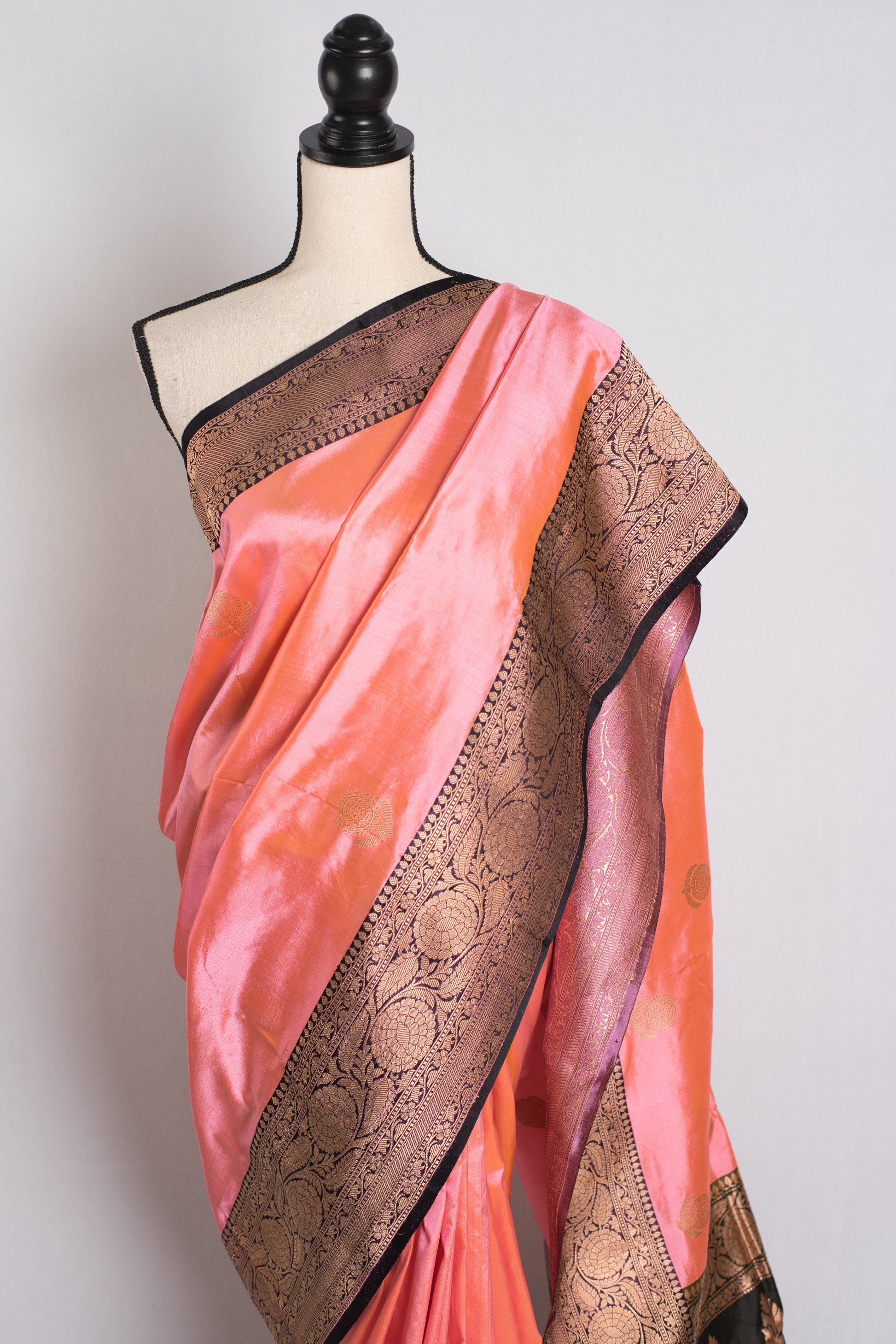 Silk Mark Certified Banarasi Saree in Pink and Black - Indian Wedding Saree.