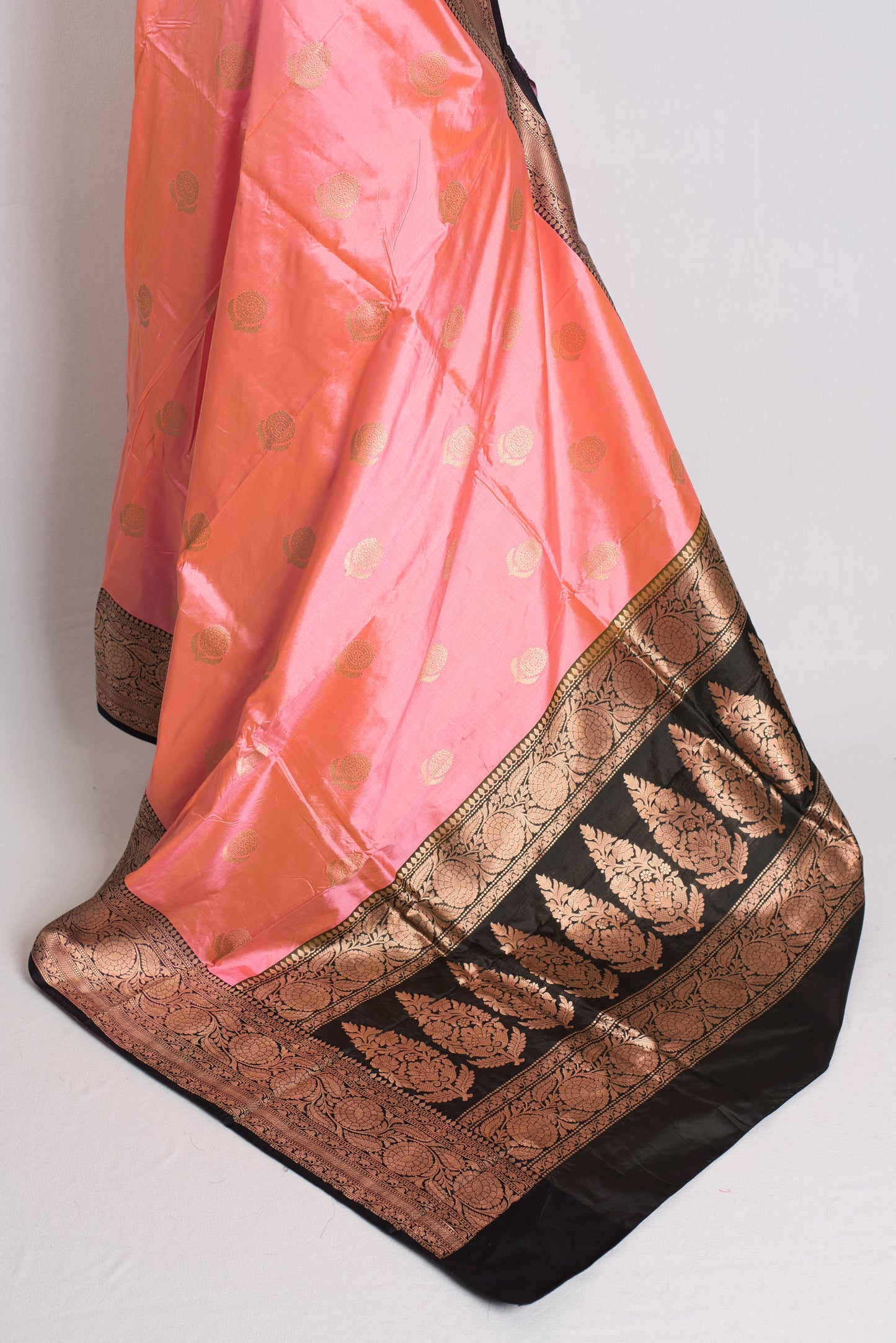 Silk Mark Certified Banarasi Saree in Pink and Black - Indian Wedding Saree.