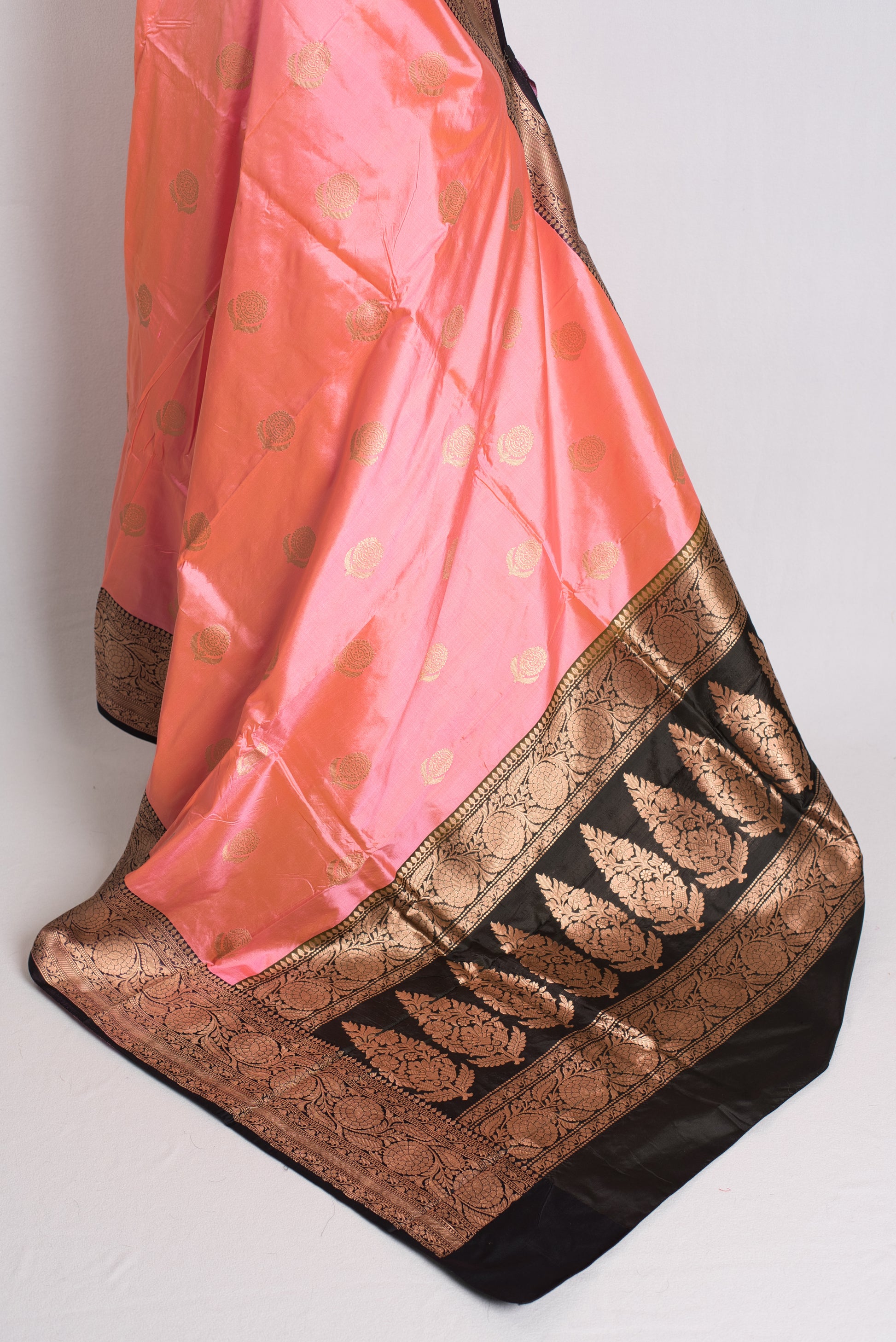 Silk Mark Certified Banarasi Saree in Pink and Black - Indian Wedding Saree.
