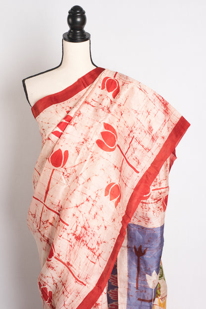 Bengal Batik Bliss - Handcrafted Pure Silk Saree.